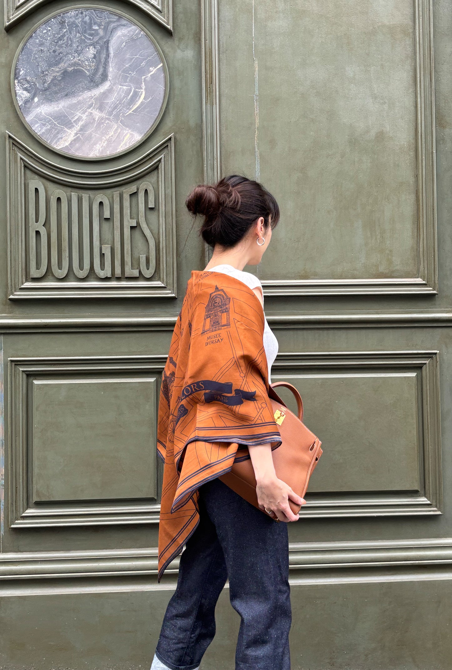 Foulard Ex-libris Paris x aLORS -une collaboration d’exception (キャメルx ネイビー)