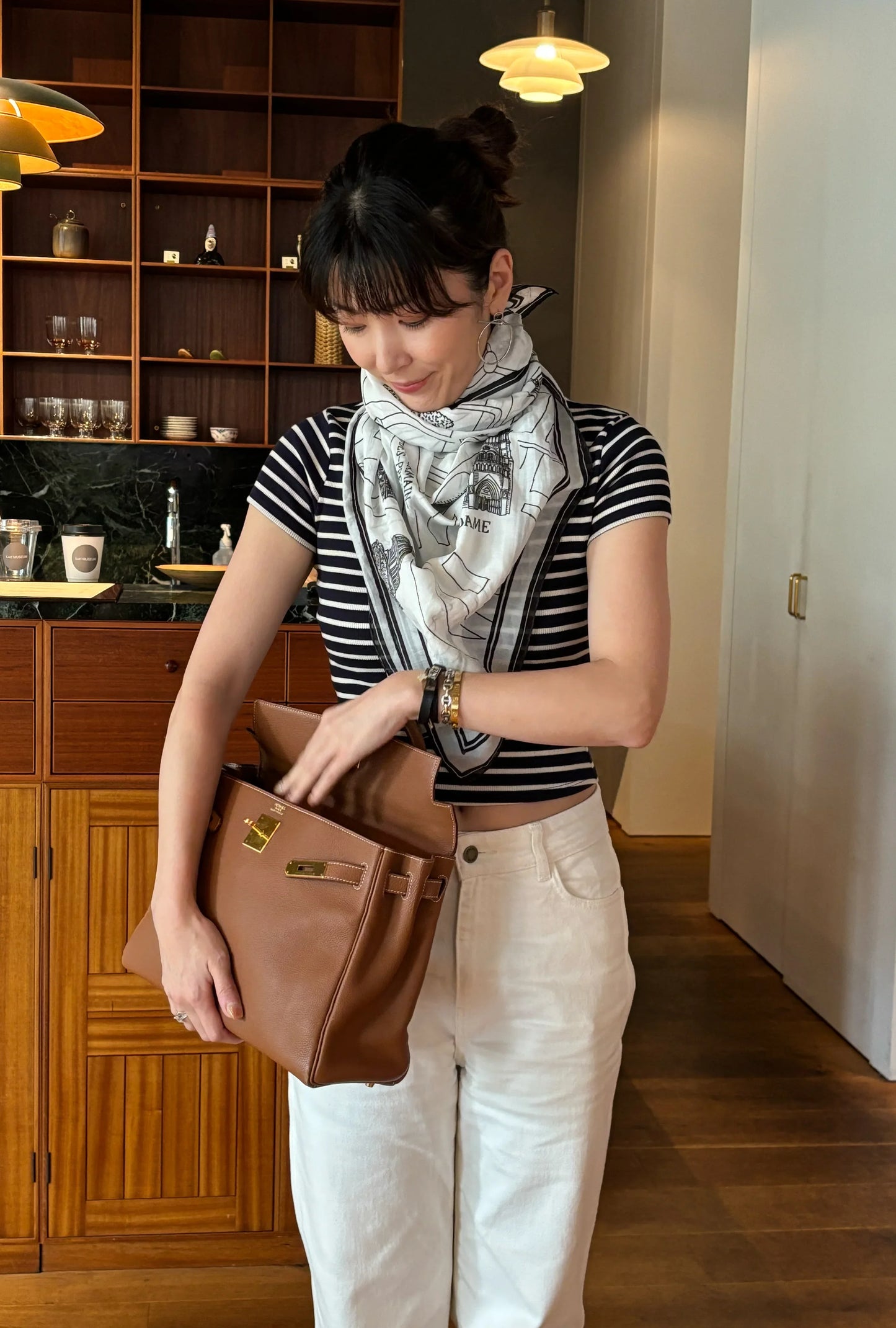 Foulard Ex-libris Paris x aLORS -une collaboration d’exception (ホワイトxブラック) - aLORS online store