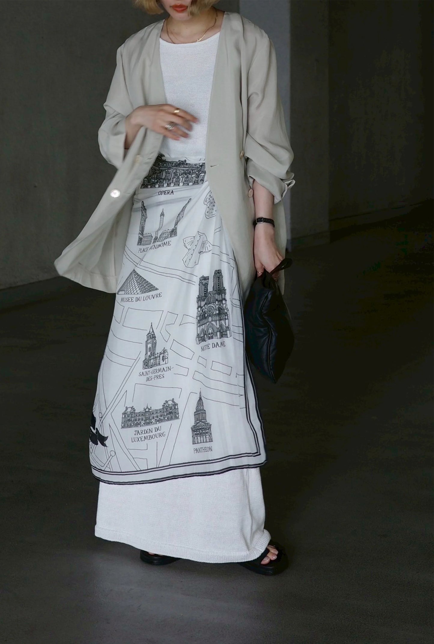 Foulard Ex-libris Paris x aLORS -une collaboration d’exception (ホワイトxブラック) - aLORS online store