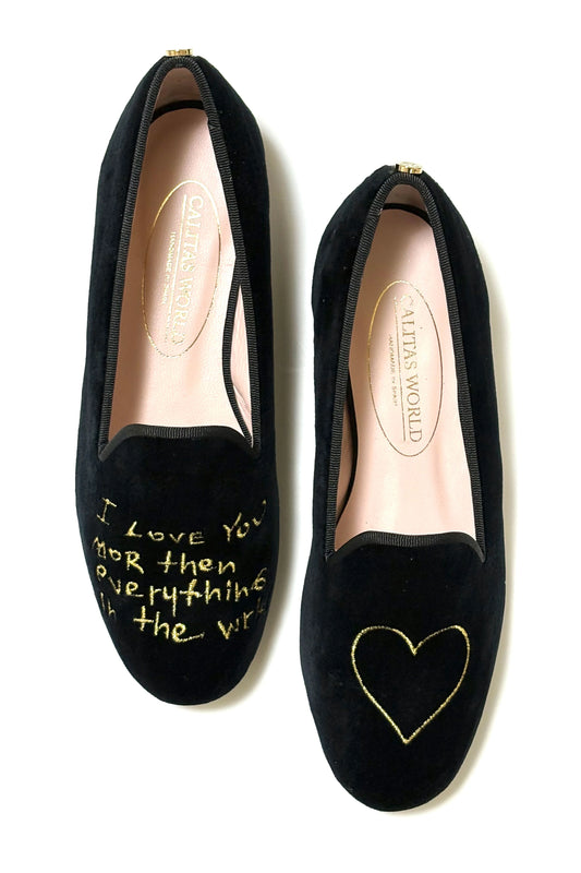 aLORS セレクト【Calitas world shoes】LOAFERS BLACK VELVET, CALITAS HANDWRITING 受注販売 - aLORS online store
