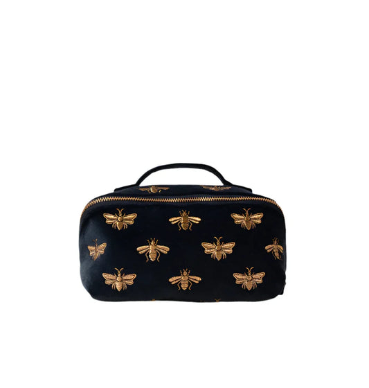 aLORS セレクト【Elizabeth Scarlett】Honey Bee Charcoal Velvet Open Flat Makeup Bag - aLORS online store
