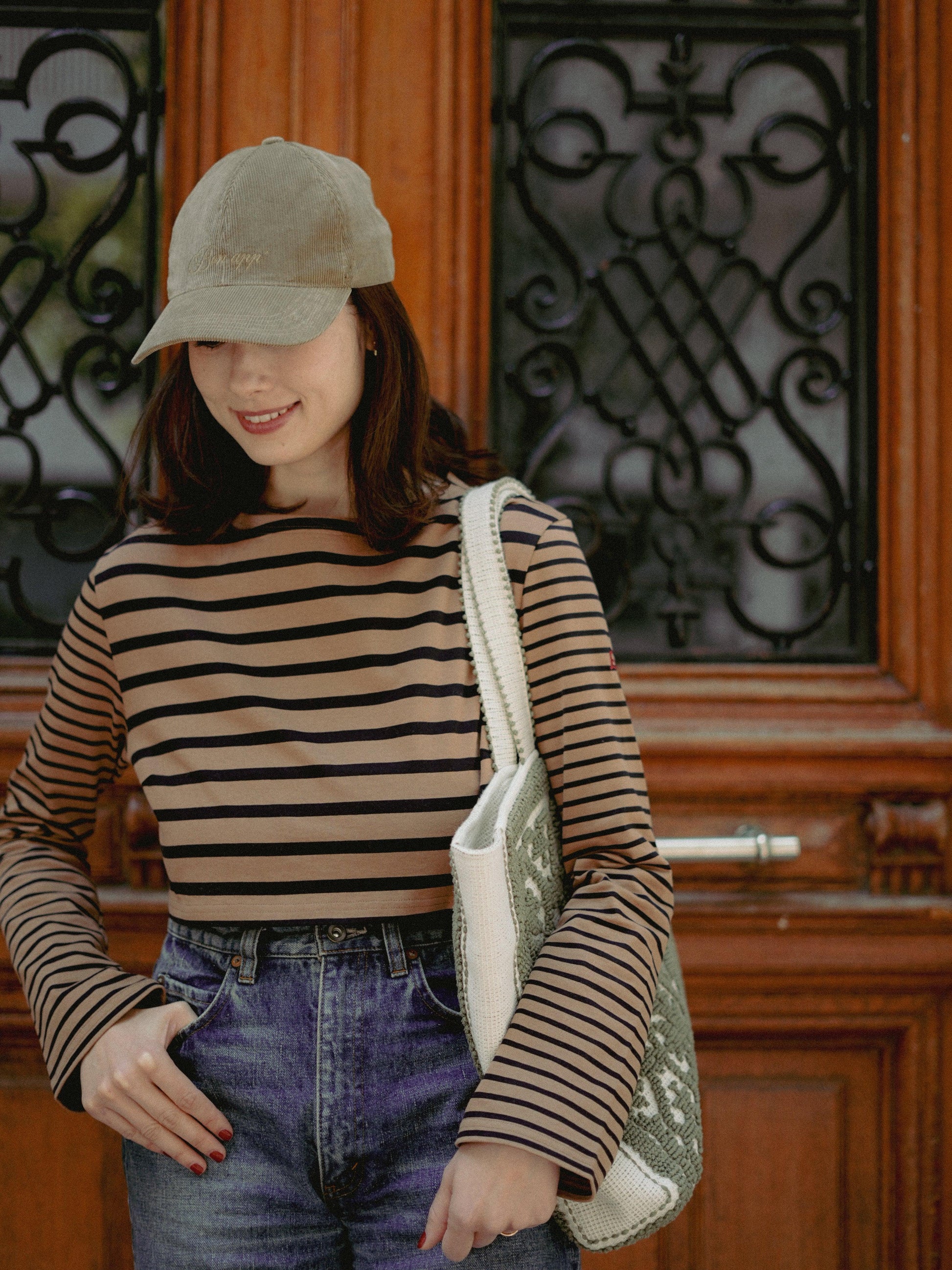 Casquette en velours côtelé Bon app' キャメル  - aLORS online store