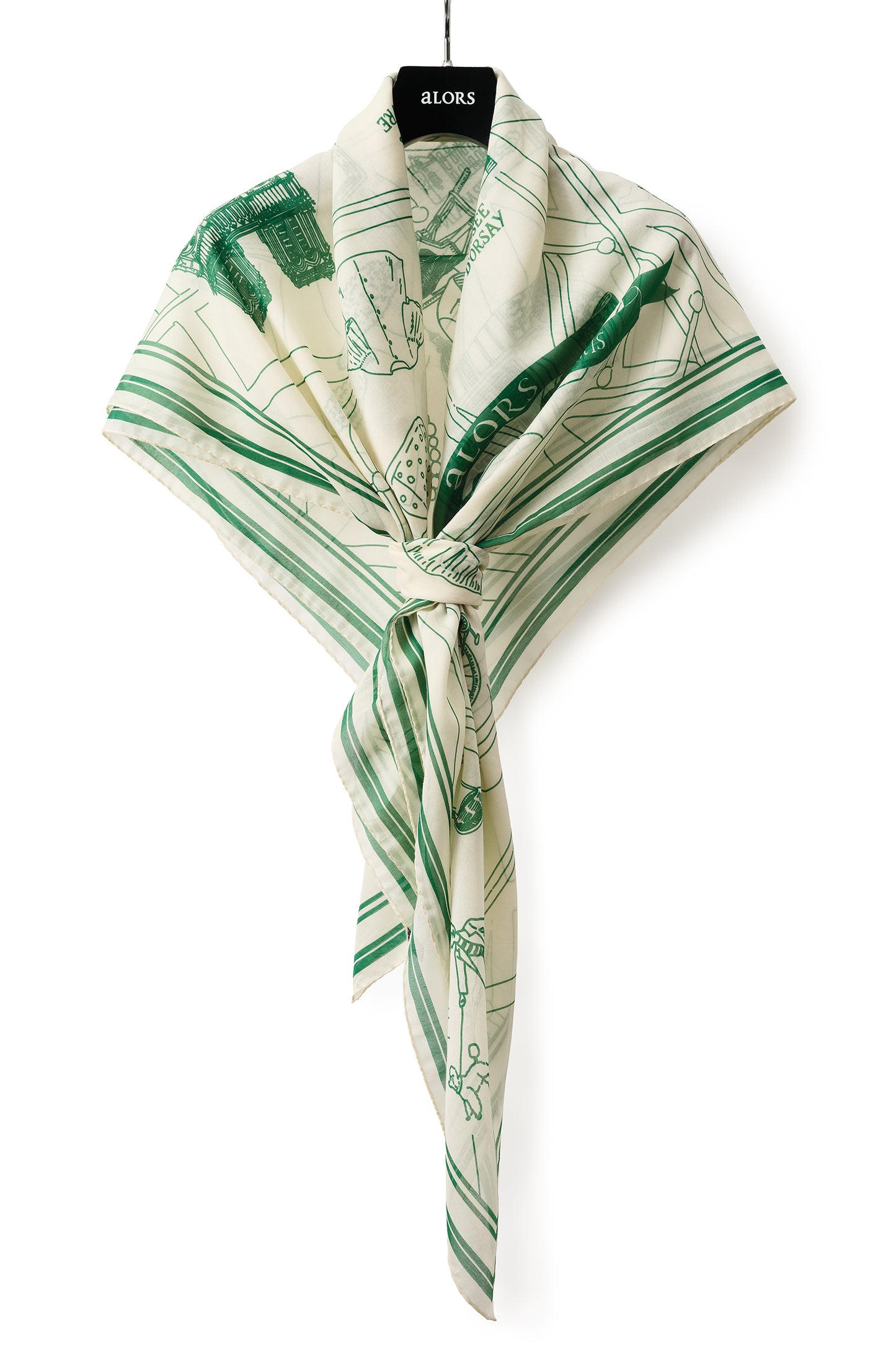 Foulard Ex-libris Paris x aLORS -une collaboration d’exception(グリーンx アイボリー) 140x140cm　スカーフ