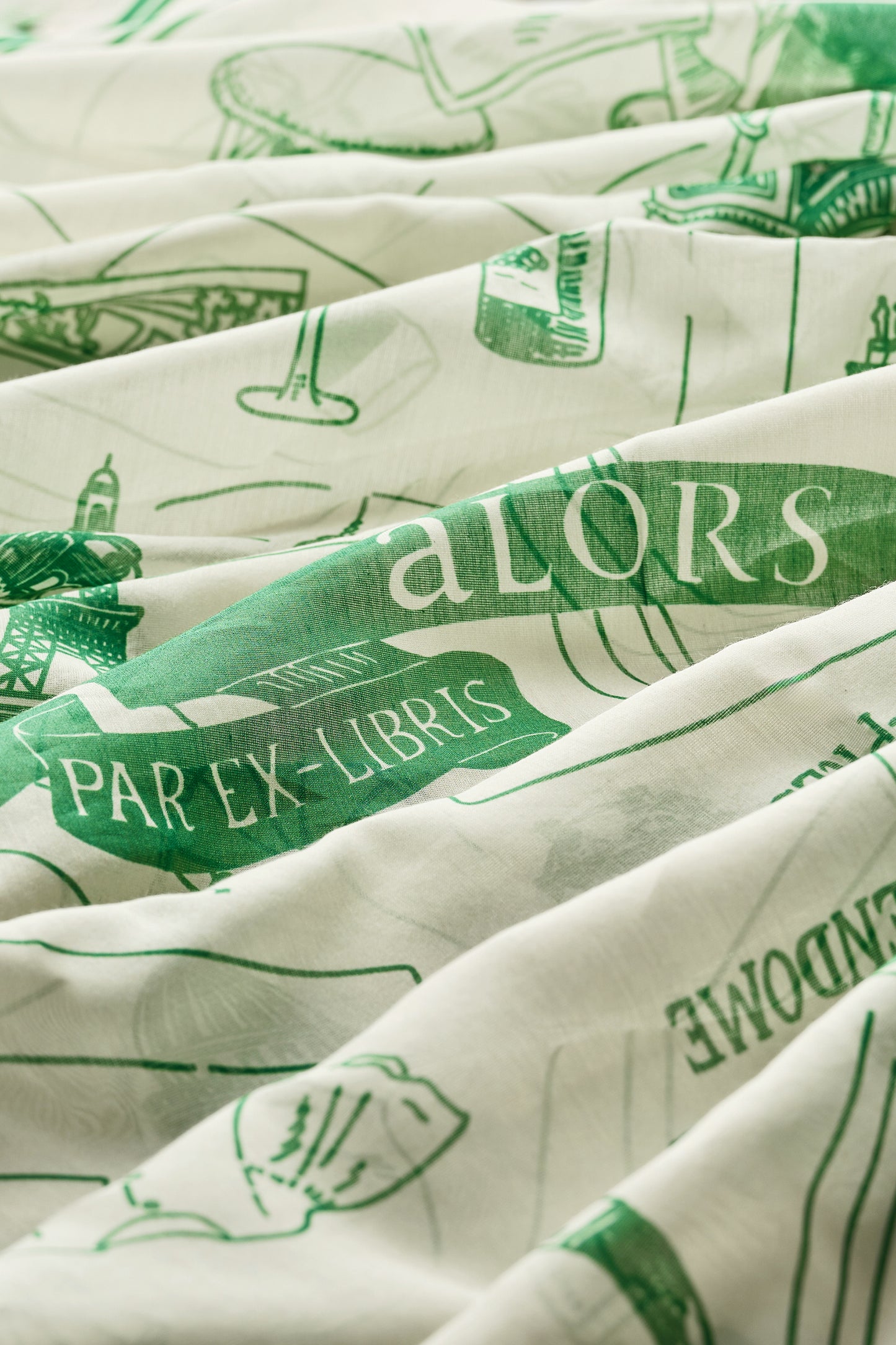 Foulard Ex-libris Paris x aLORS -une collaboration d’exception(グリーンx アイボリー) 140x140cm　スカーフ