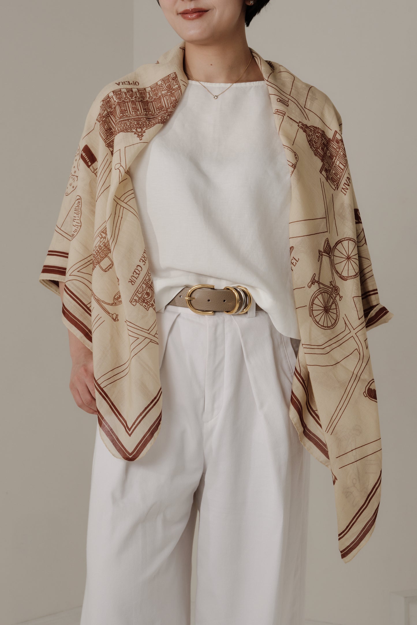 Foulard Ex-libris Paris x aLORS -une collaboration d'exception (ivory x burgundy) 140x140cm