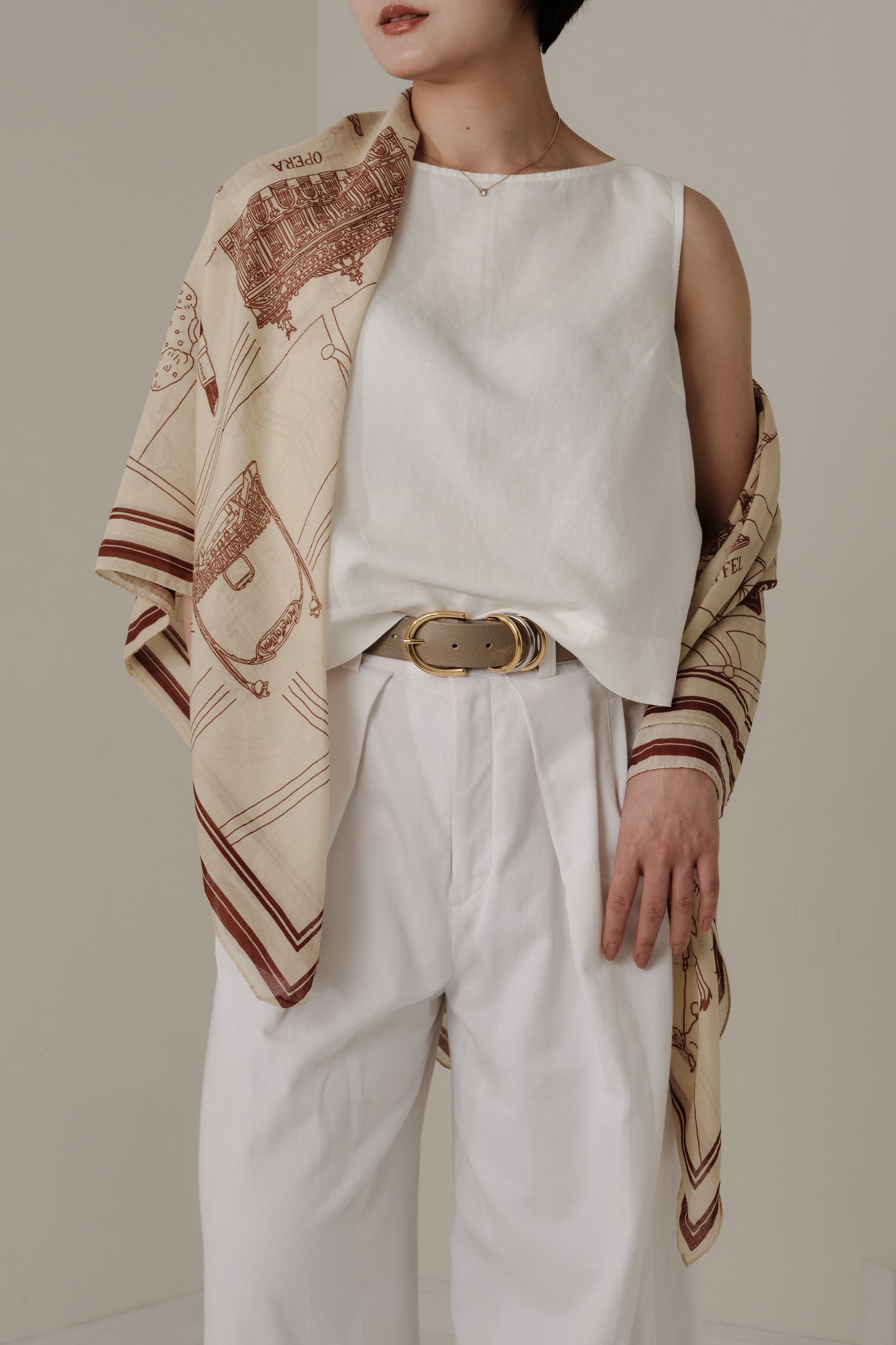 Foulard Ex-libris Paris x aLORS -une collaboration d'exception (ivory x burgundy) 140x140cm