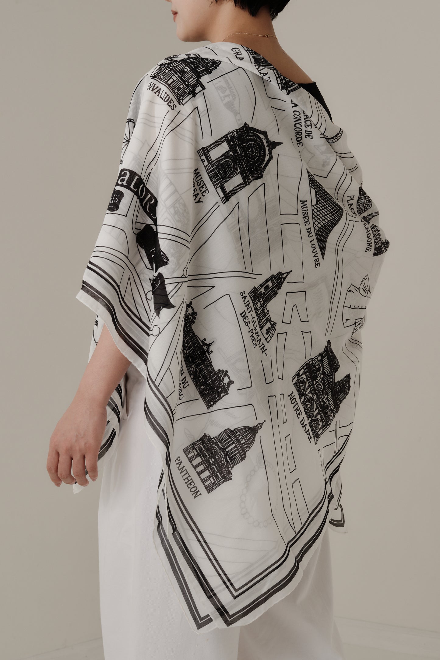 Foulard Ex-libris Paris x aLORS -une collaboration d’exception (ホワイトxブラック) 140x140cm　スカーフ