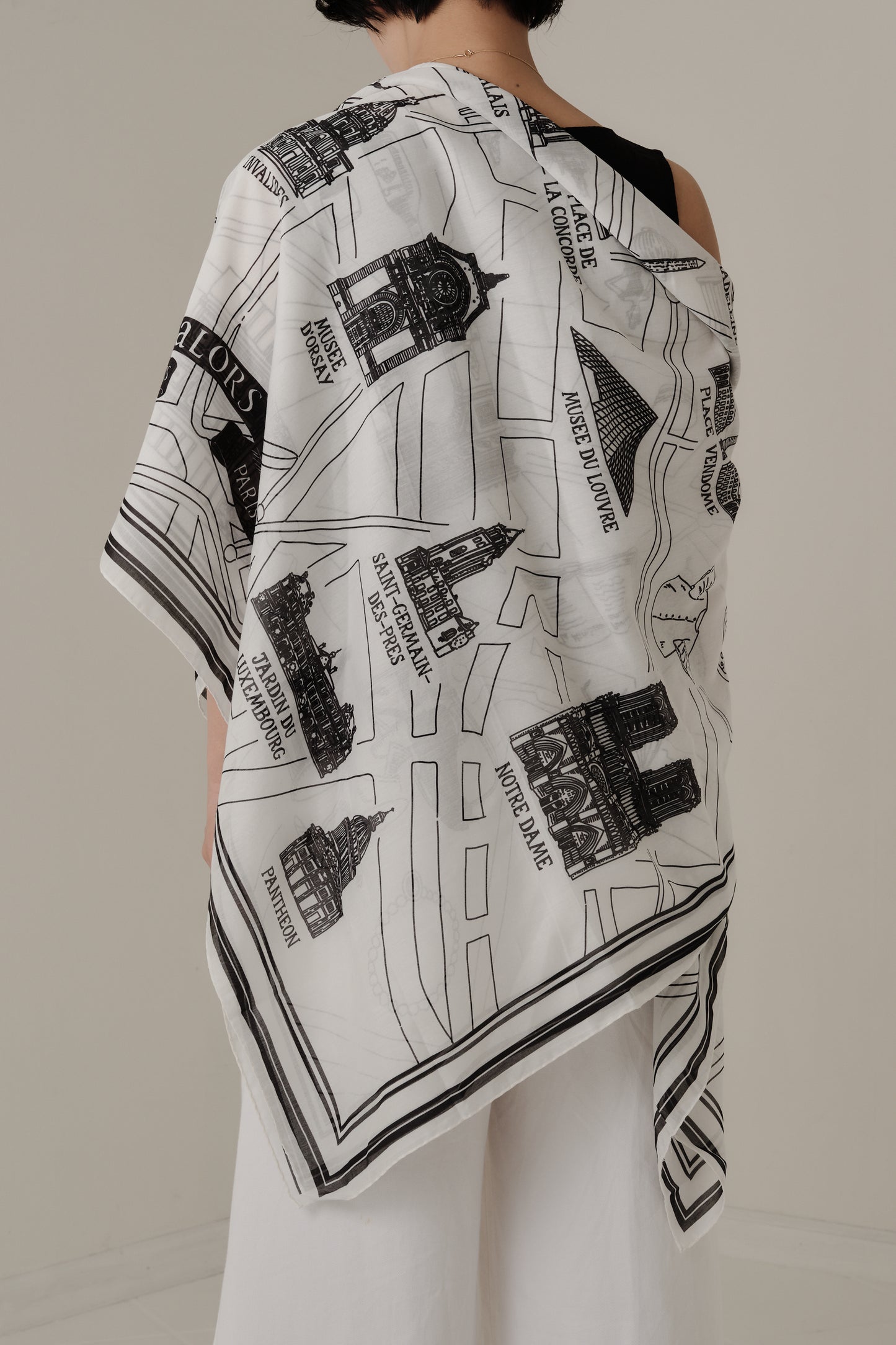 Foulard Ex-libris Paris x aLORS -une collaboration d’exception (ホワイトxブラック) 140x140cm　スカーフ