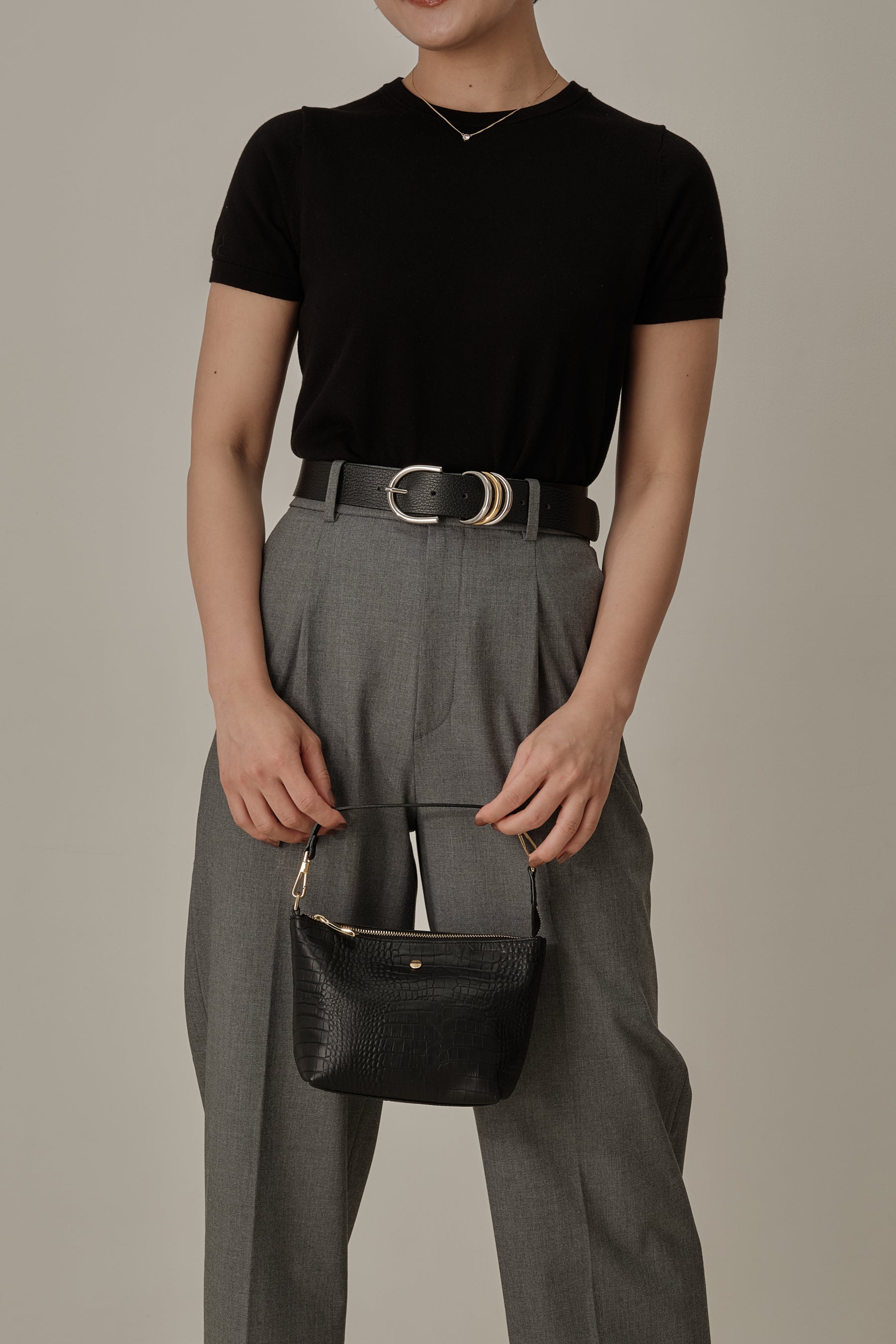 alors paris◇Cintura黒レザーベルトサイズ70◇金具シルバー Cintura 