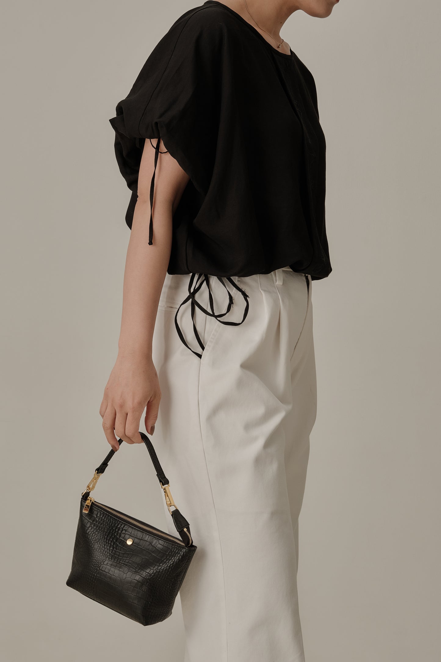 Aperitivo Linen Balloon Blouse Black ブラウス
