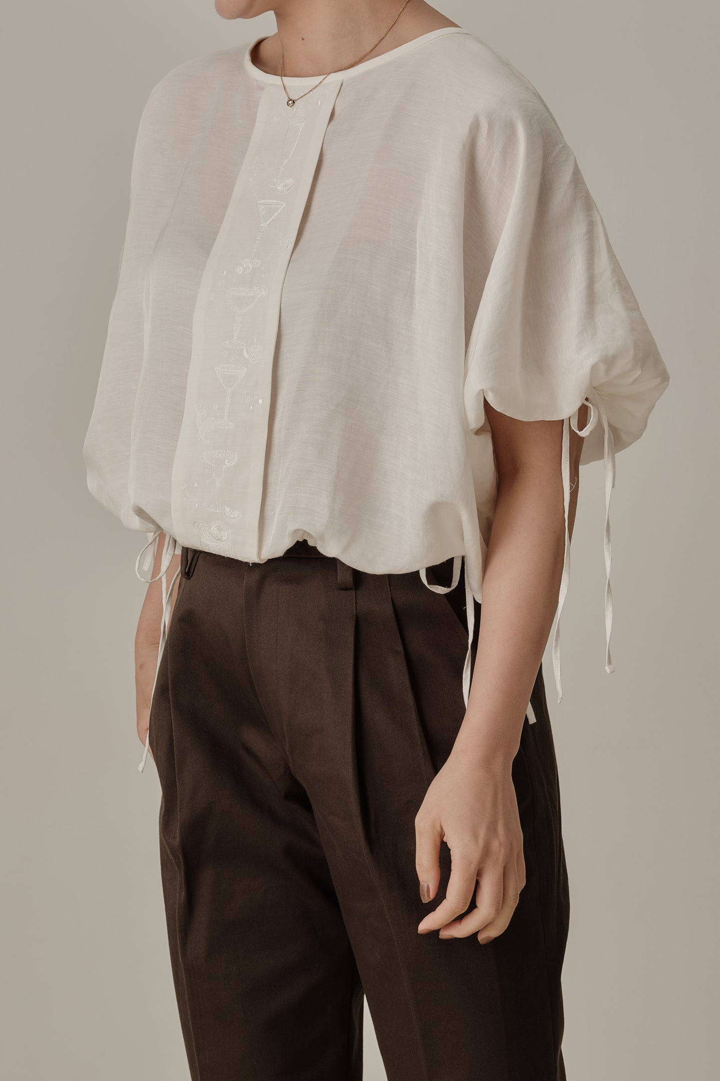 Aperitivo Linen Balloon Blouse White ブラウス