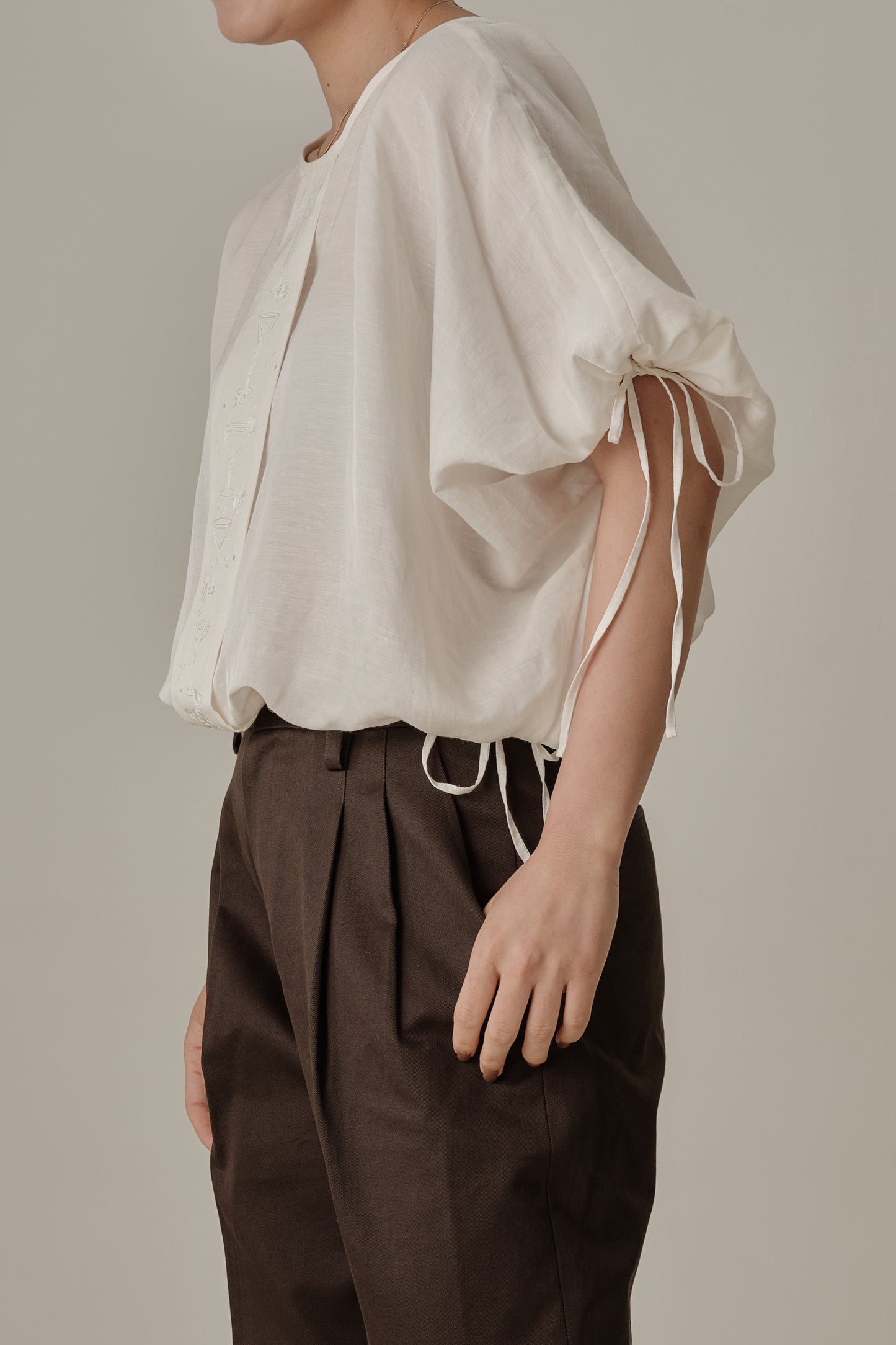 Aperitivo Linen Balloon Blouse White ブラウス