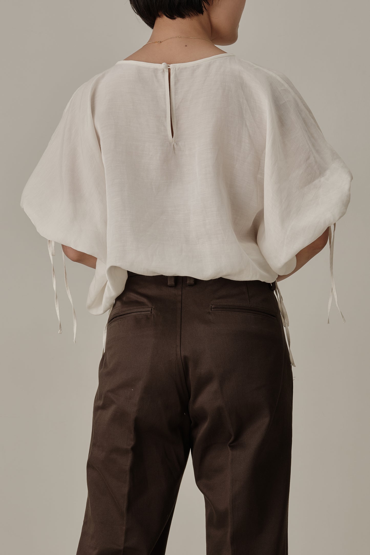 Aperitivo Linen Balloon Blouse White ブラウス