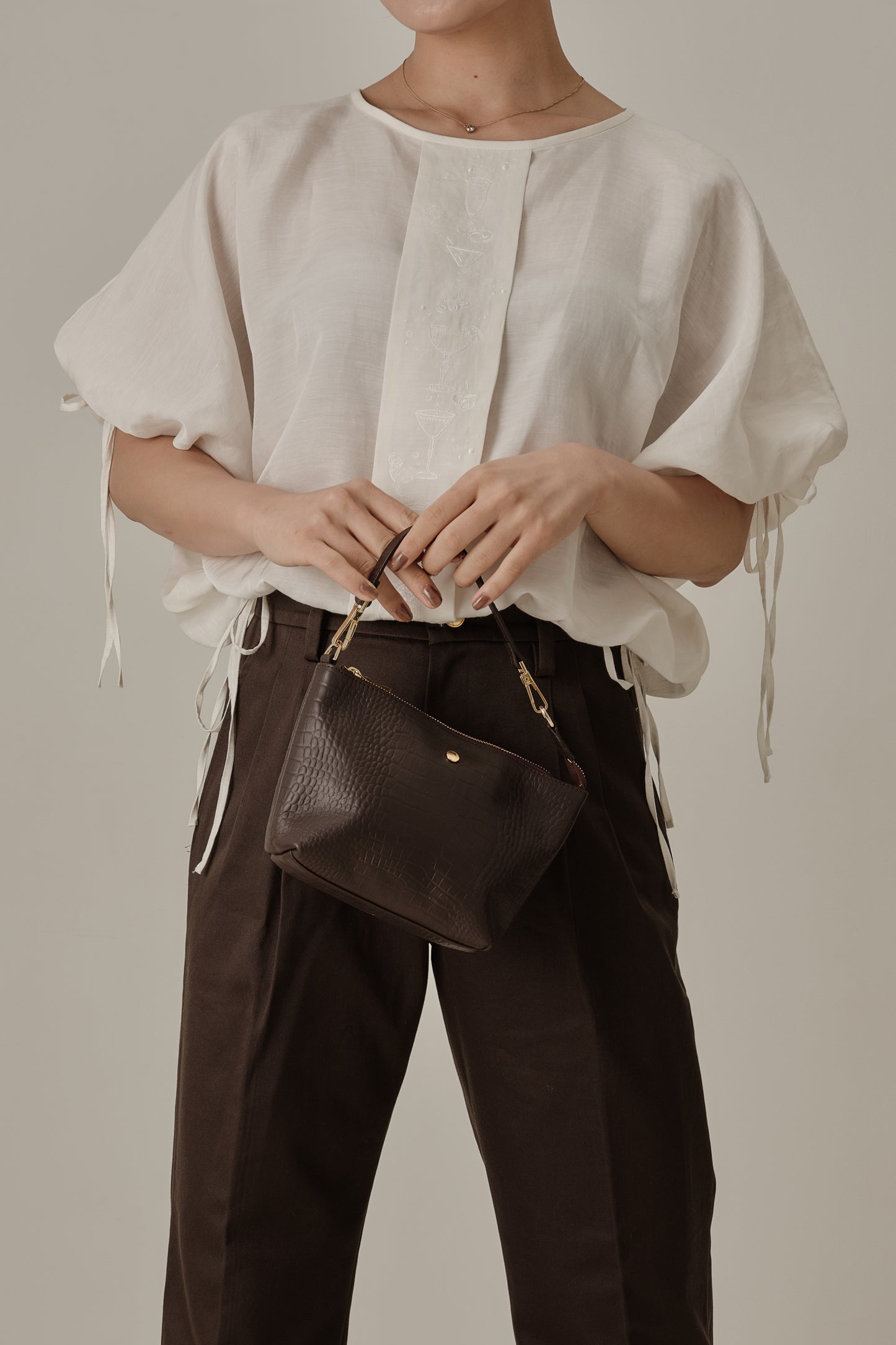 Aperitivo Linen Balloon Blouse White ブラウス
