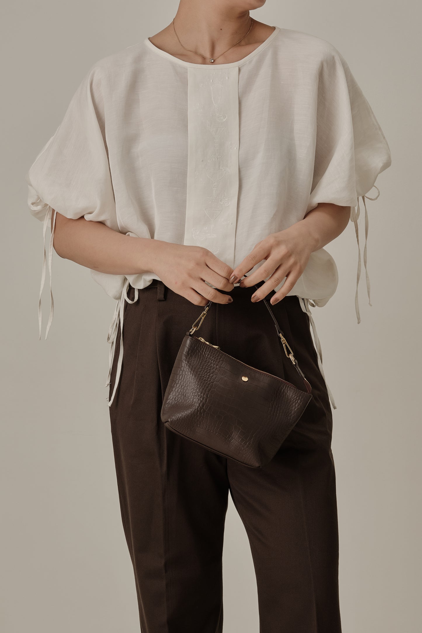 Aperitivo Linen Balloon Blouse White ブラウス
