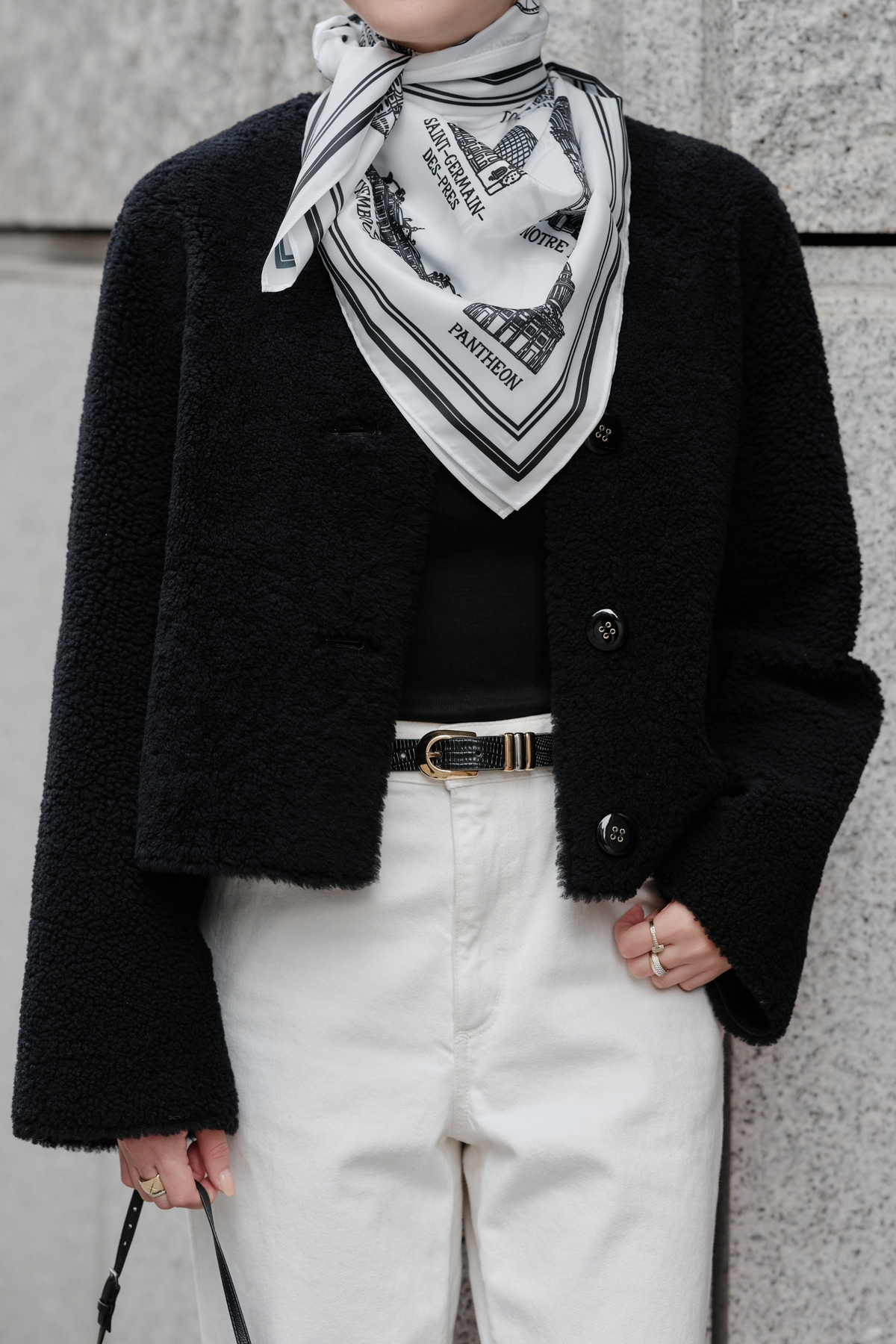 Foulard Ex-libris Paris x aLORS  - une collaboration d'exception (Blanc × Noir) 90x90cm
