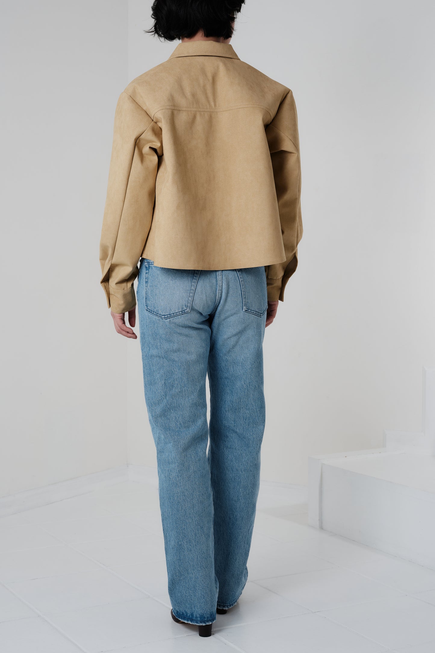 Veste courte en Alcantara Camel Caramel