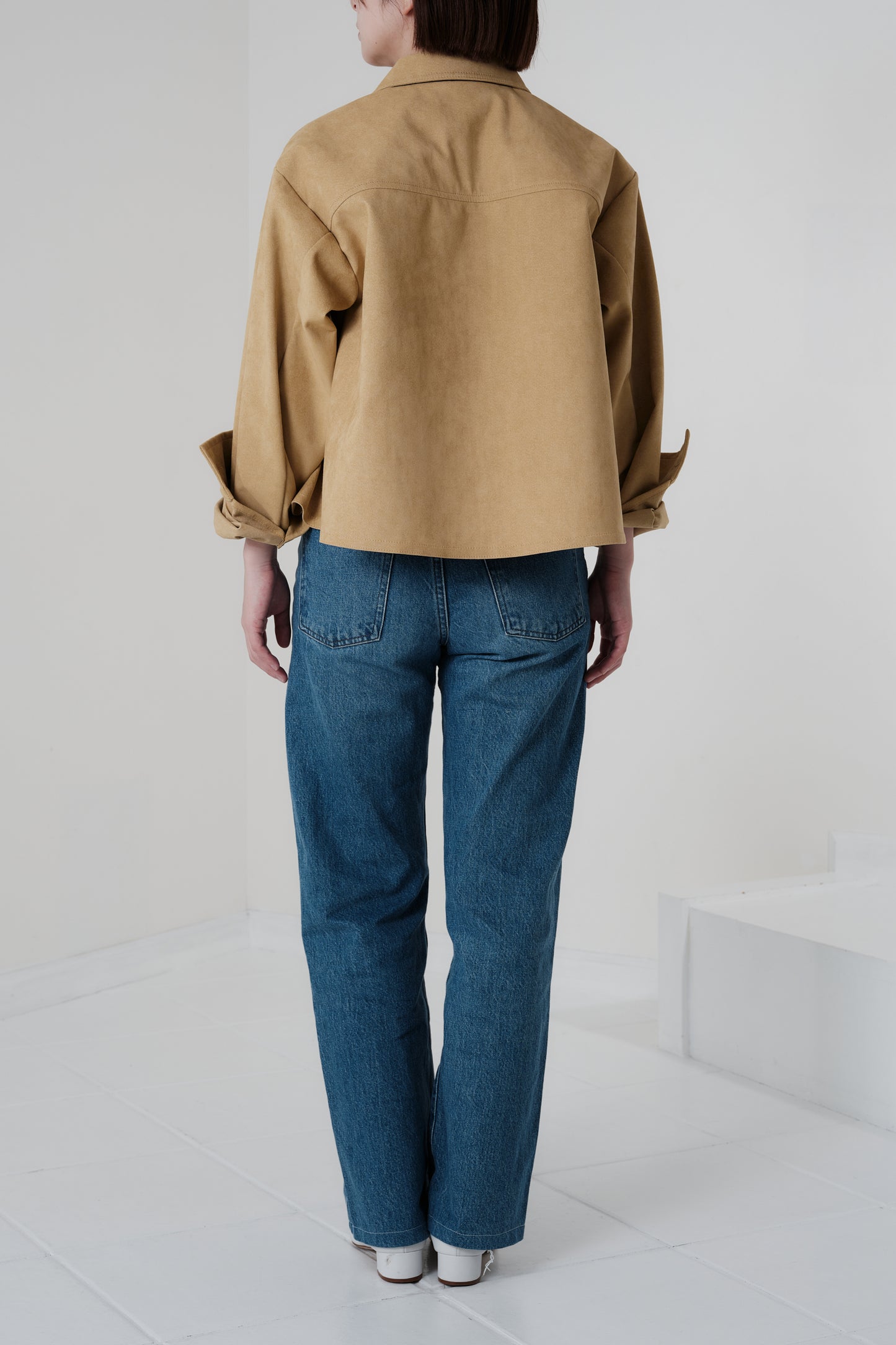 Veste courte en Alcantara Camel Caramel