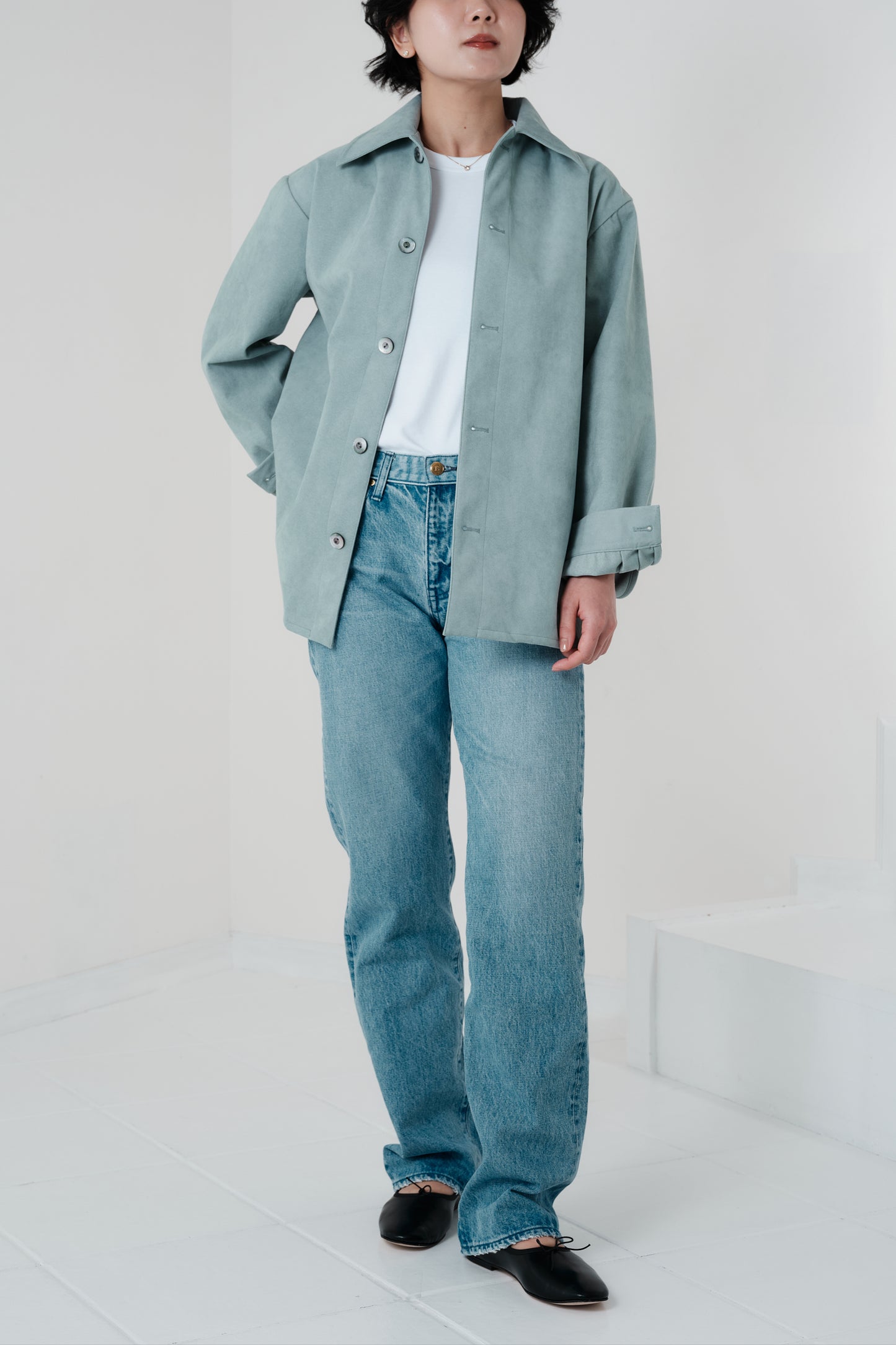 Veste en Alcantara Bleu Bulle de Savon