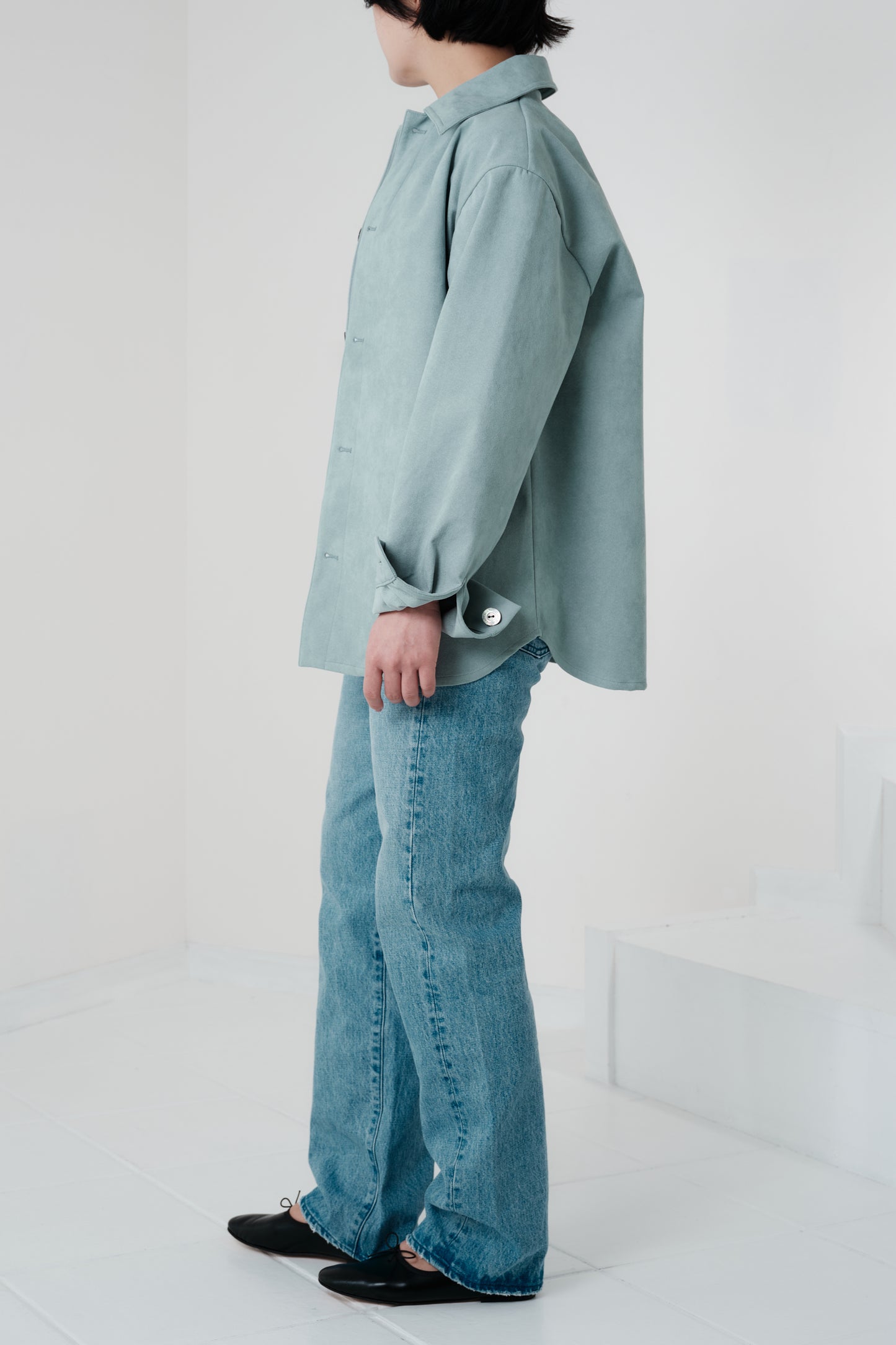 Veste en Alcantara Bleu Bulle de Savon