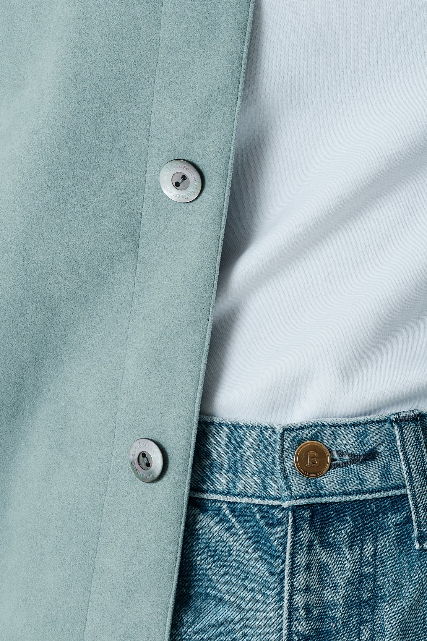 Veste en Alcantara Bleu Bulle de Savon