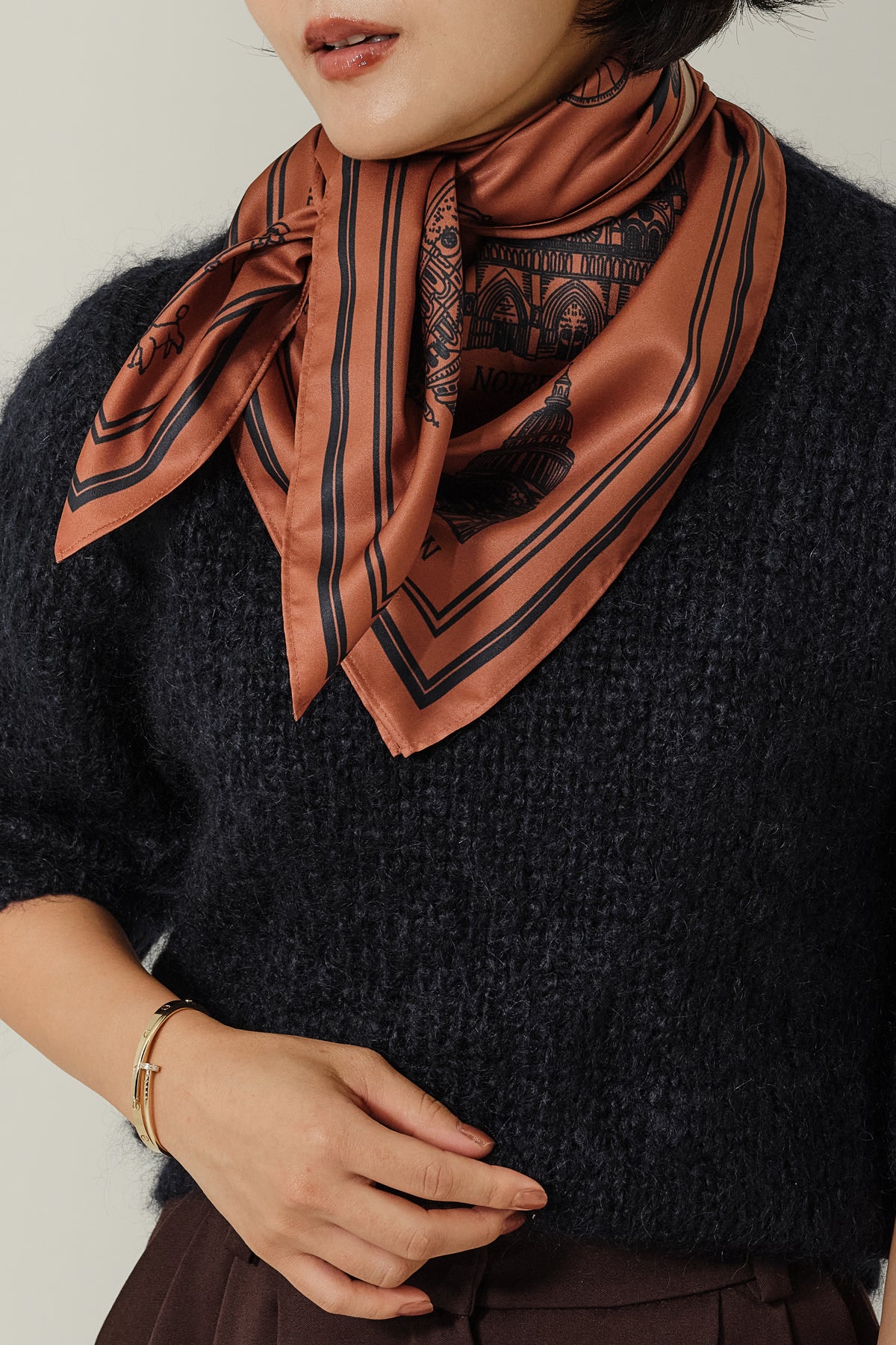 Foulard Ex-libris Paris x aLORS - An Exceptional Collaboration (Ivory x Bordeaux) 90x90cm Scarf
