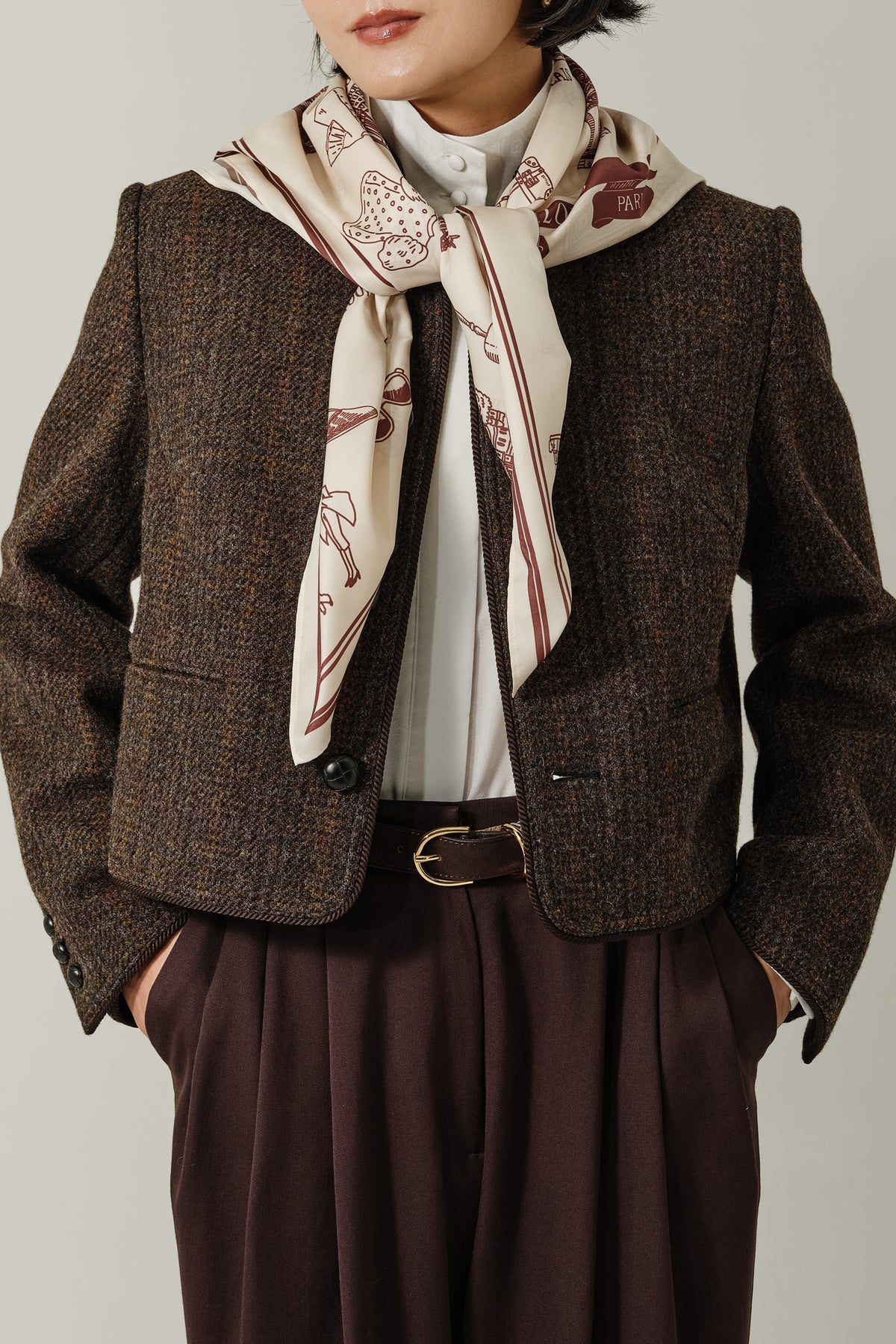 Foulard Ex-libris Paris x aLORS - An Exceptional Collaboration (Ivory x Bordeaux) 90x90cm Scarf