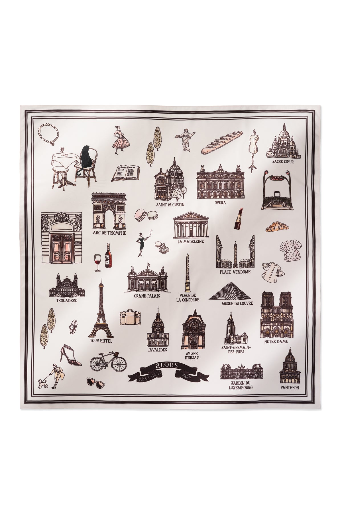 Foulard Ex-libris Paris x aLORS  - une collaboration d'exception  (Multicolore) 90x90cm