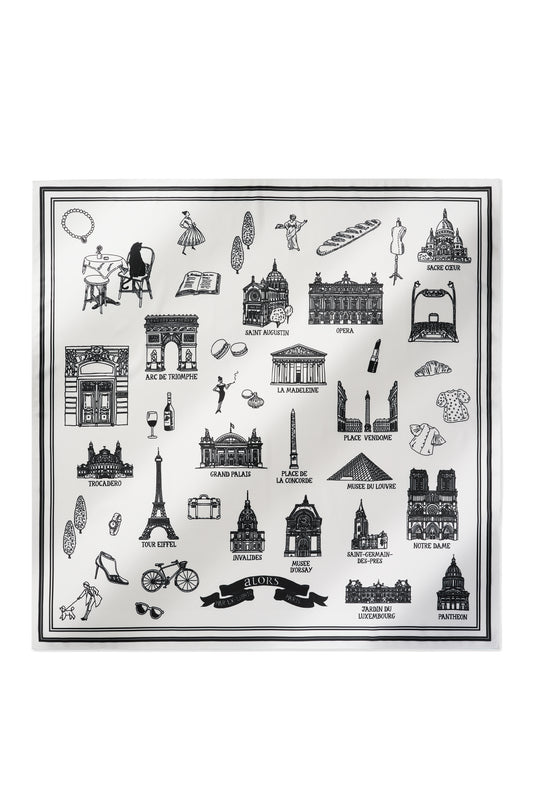 Foulard Ex-libris Paris x aLORS - An Exceptional Collaboration (Ivory x Bordeaux) 90x90cm Scarf
