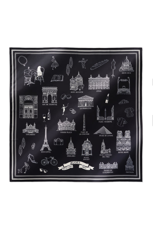 Foulard Ex-libris Paris x aLORS - An Exceptional Collaboration (Ivory x Bordeaux) 90x90cm Scarf