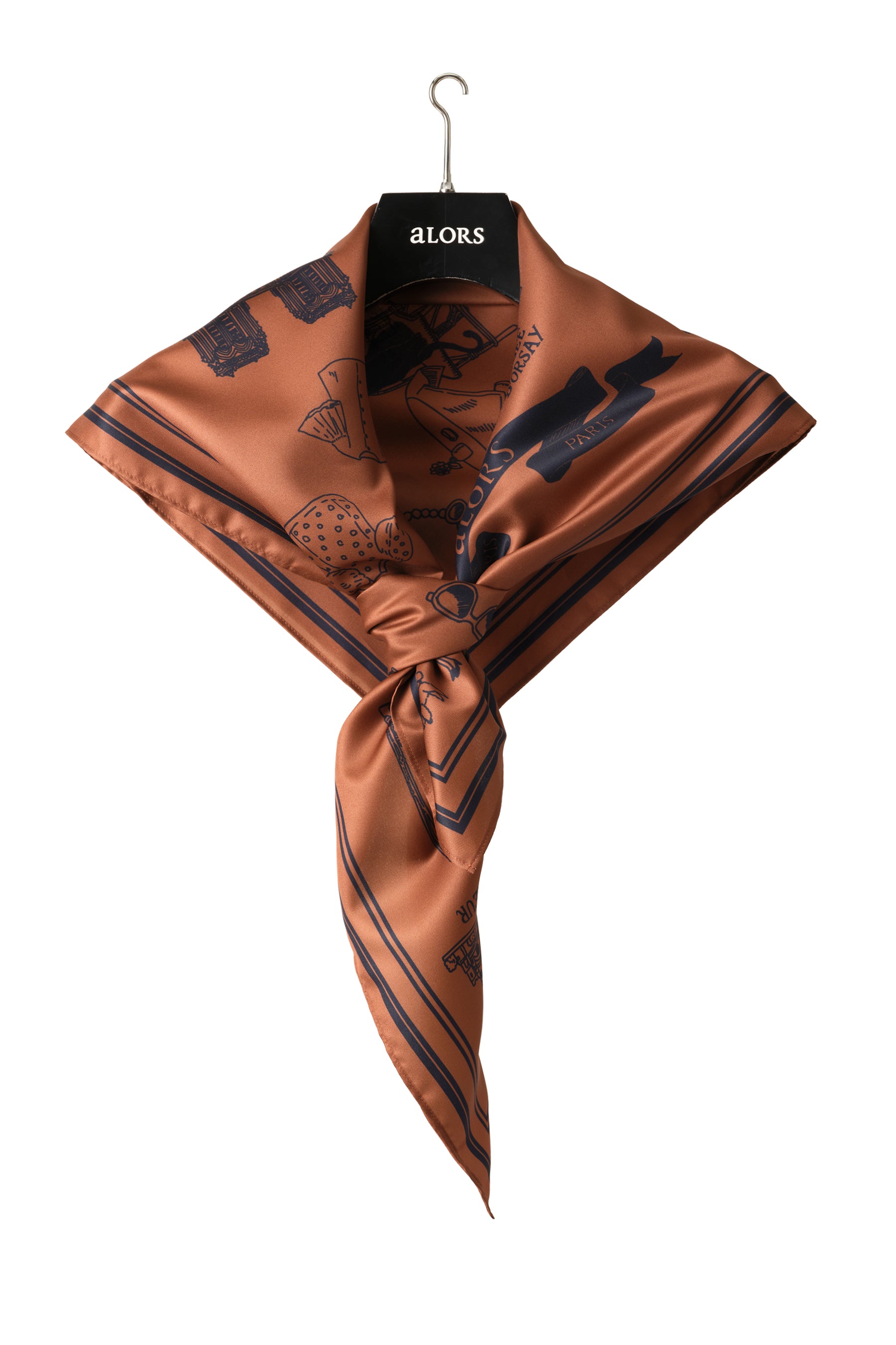 Foulard Ex-libris Paris x aLORS Camel × Blue marine 90x90cm