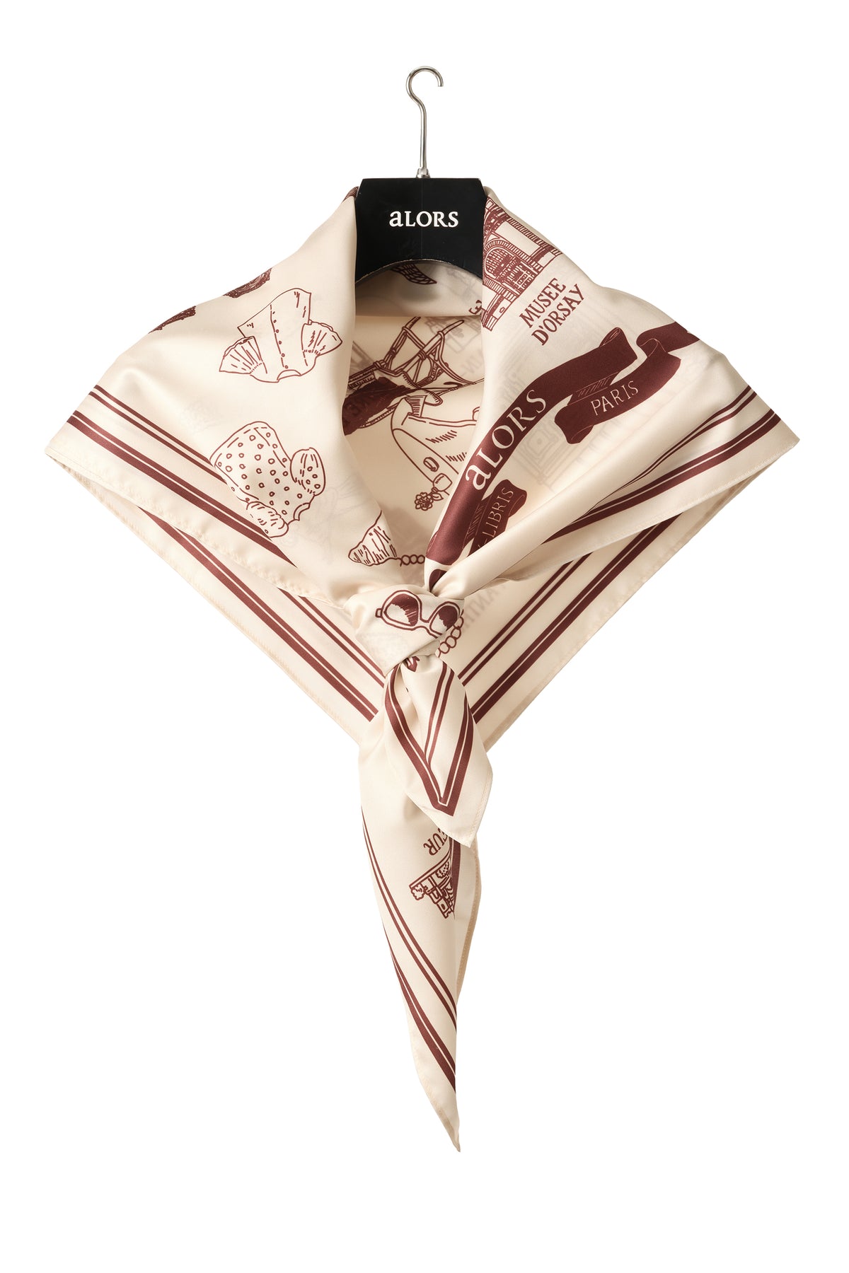Foulard Ex-libris Paris x aLORS - An Exceptional Collaboration (Ivory x Bordeaux) 90x90cm Scarf