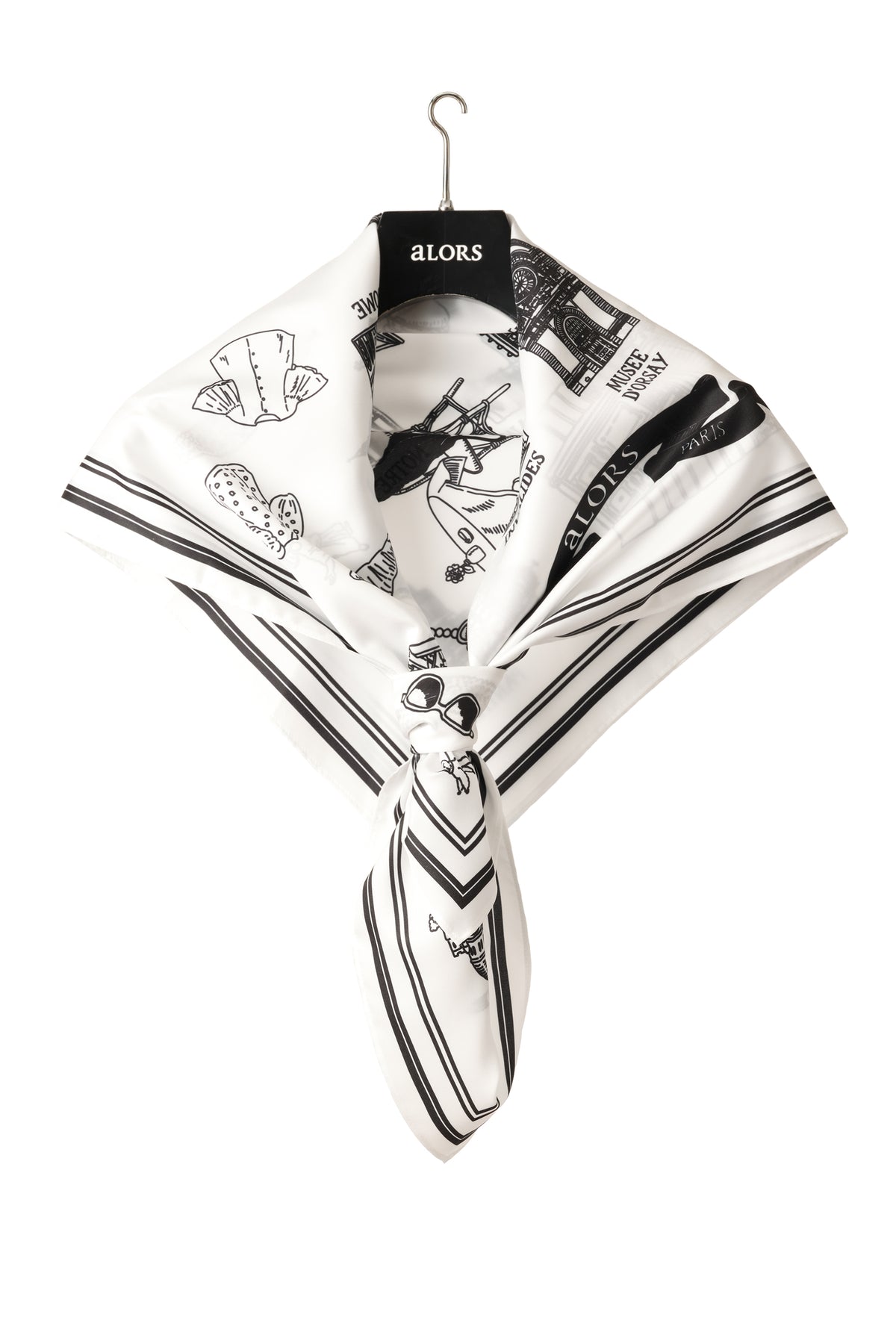 Foulard Ex-libris Paris x aLORS  - une collaboration d'exception (Blanc × Noir) 90x90cm