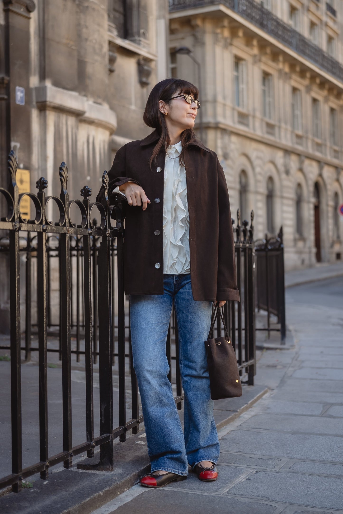 Veste en Alcantara Brun Équestre Chiron