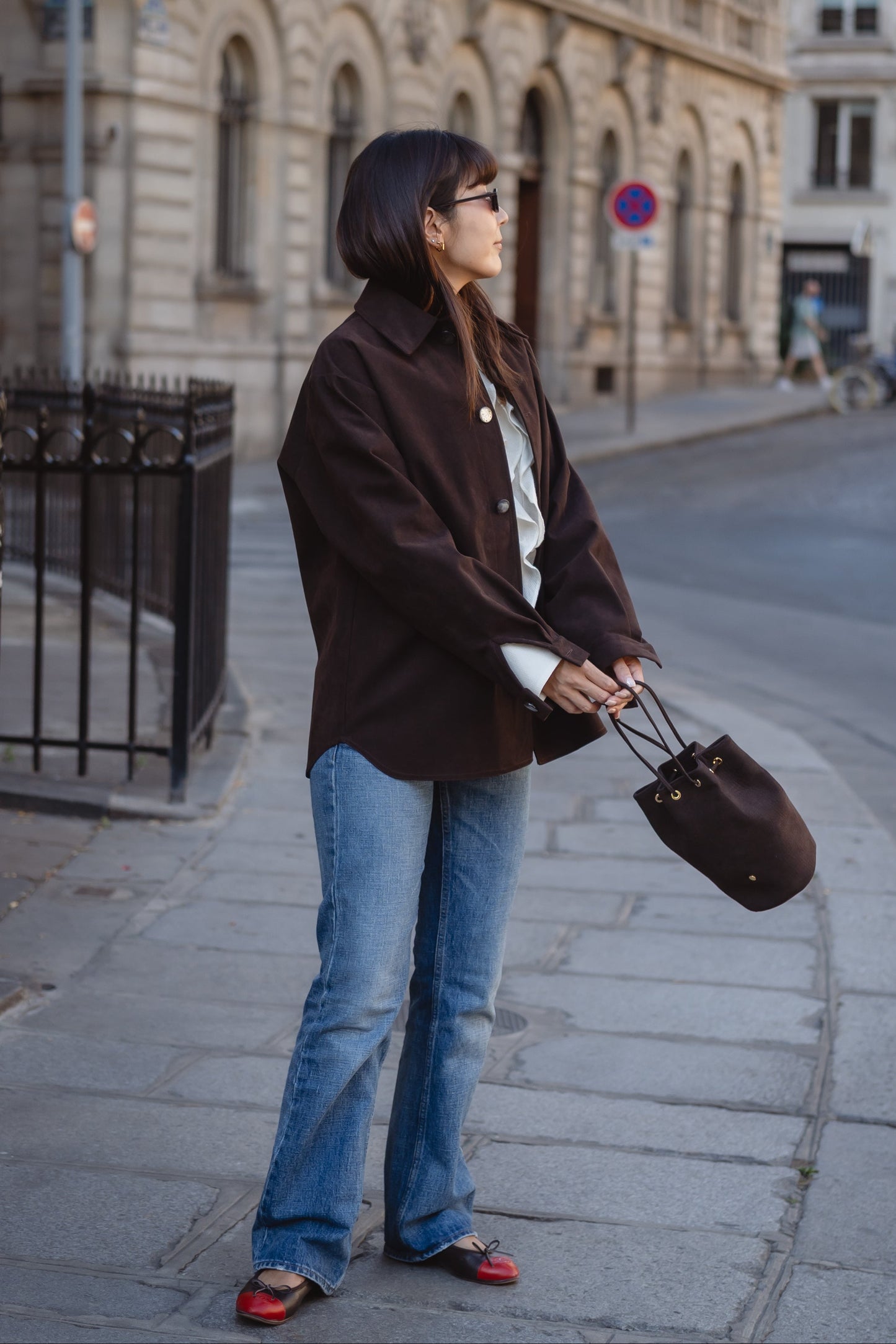 Veste en Alcantara Brun Équestre Chiron