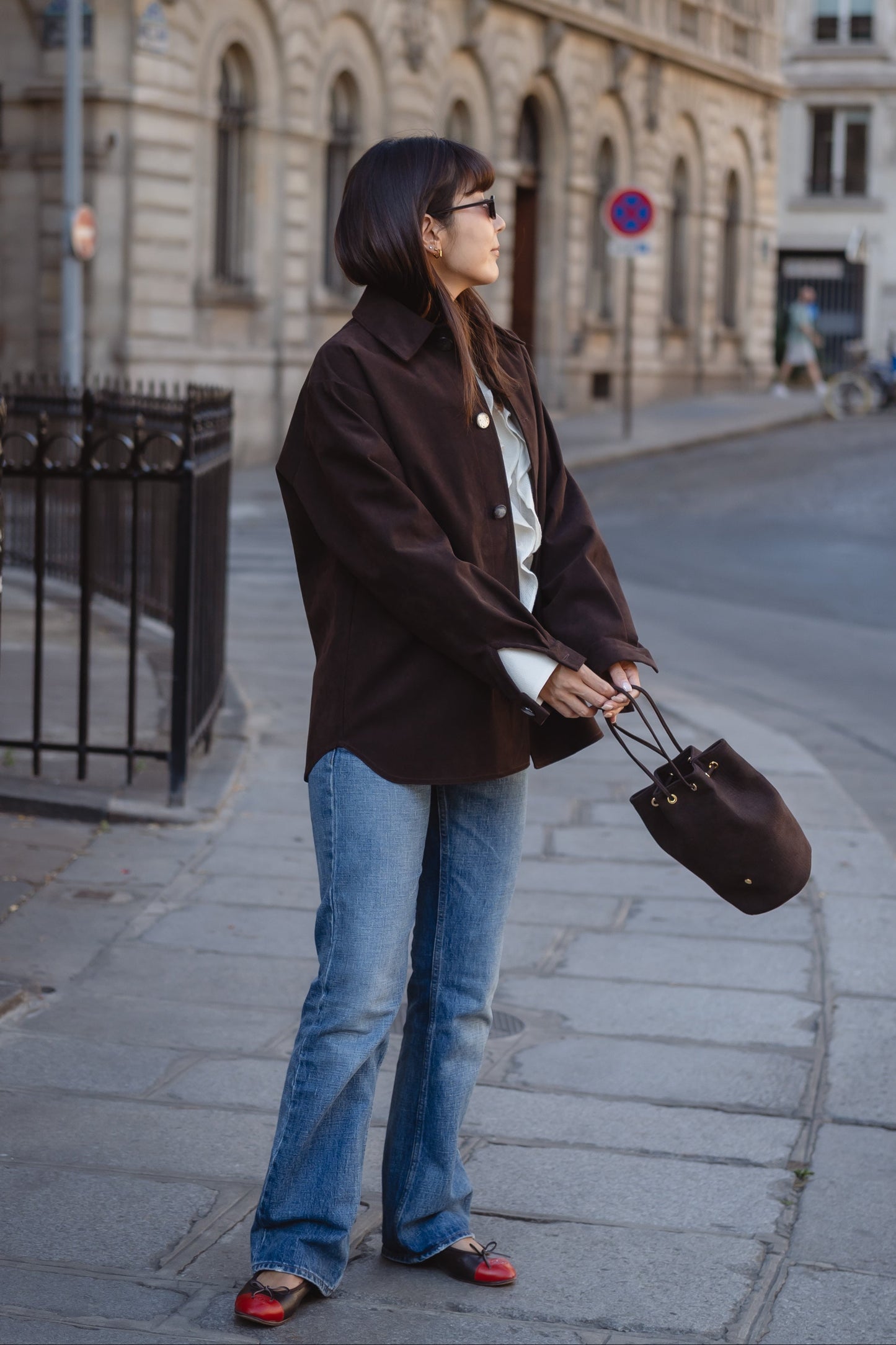 Veste en Alcantara Brun Équestre Chiron