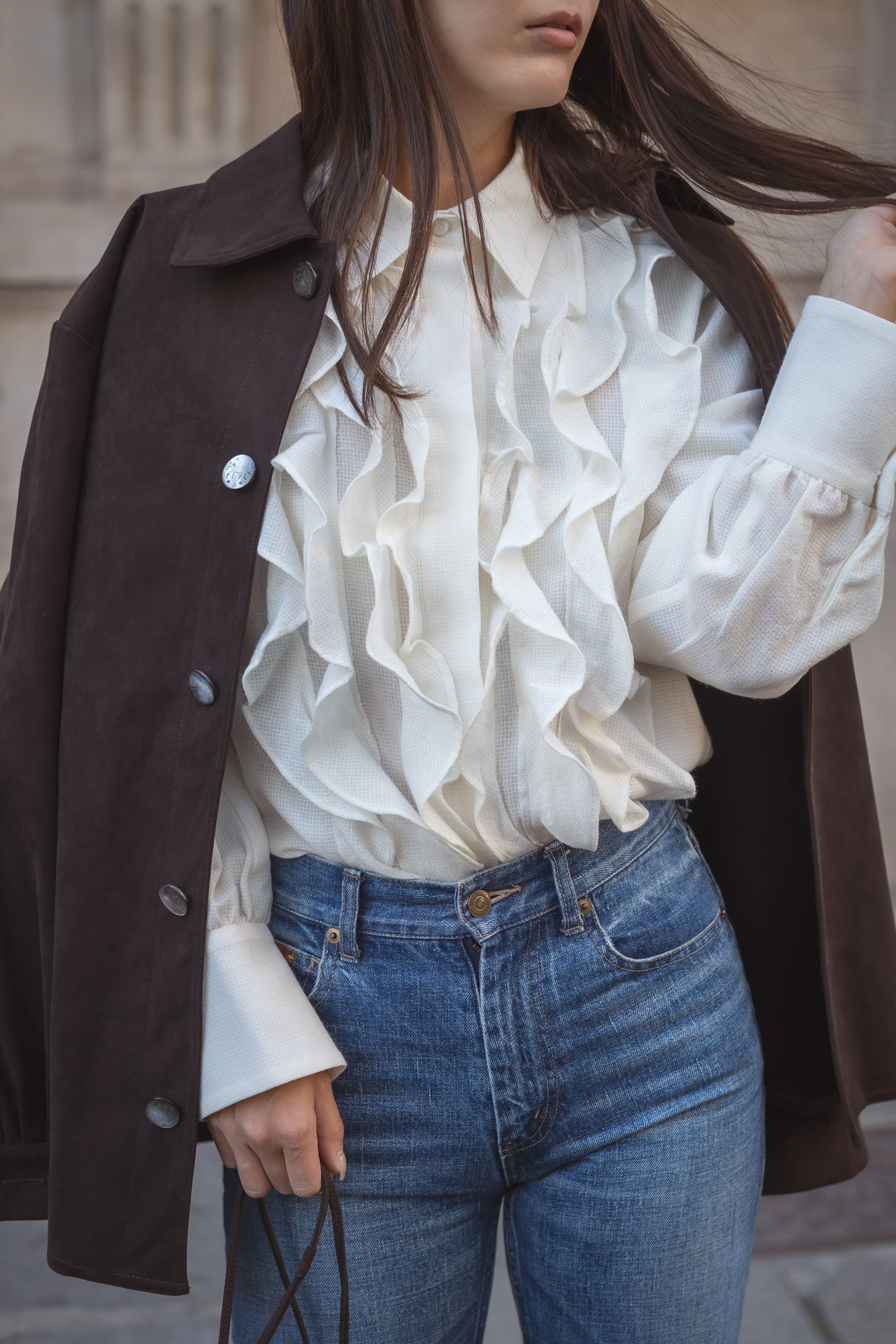 Veste en Alcantara Brun Équestre Chiron