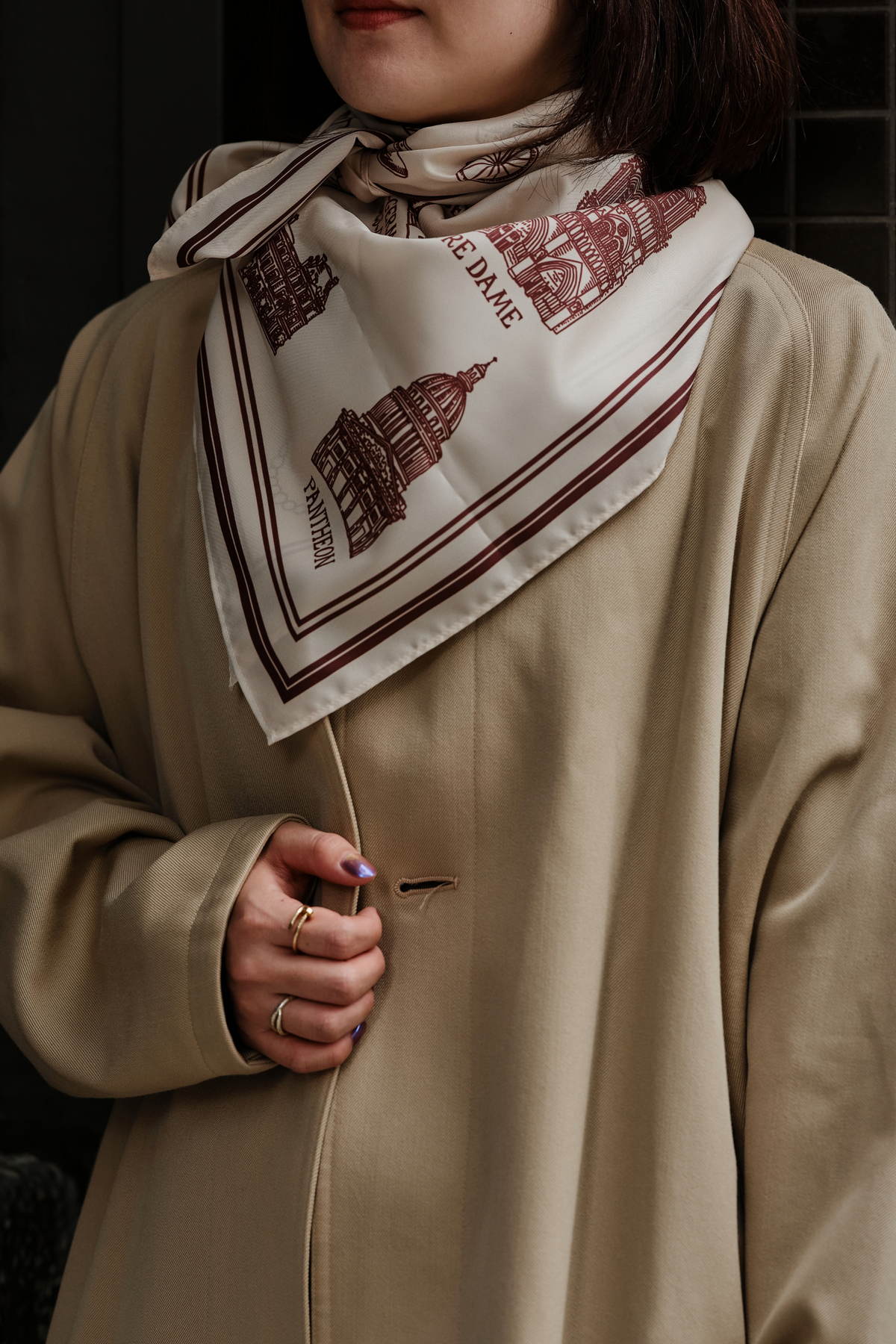 Foulard Ex-libris Paris x aLORS - An Exceptional Collaboration (Ivory x Bordeaux) 90x90cm Scarf