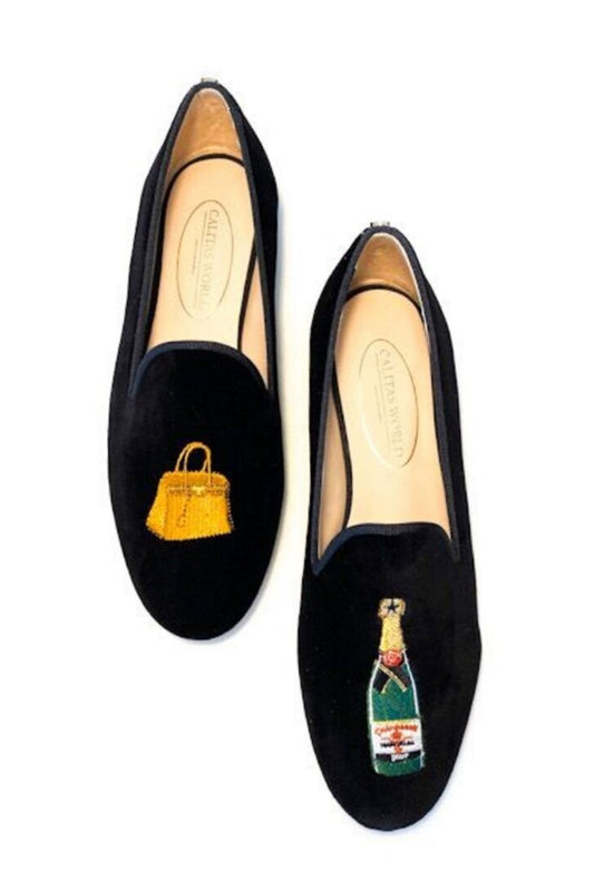 【Calitas world shoes】LOAFERS BLACK VELVET, BIRKIN AND CHAMPAGNE 予約販売　1月下旬発送予定