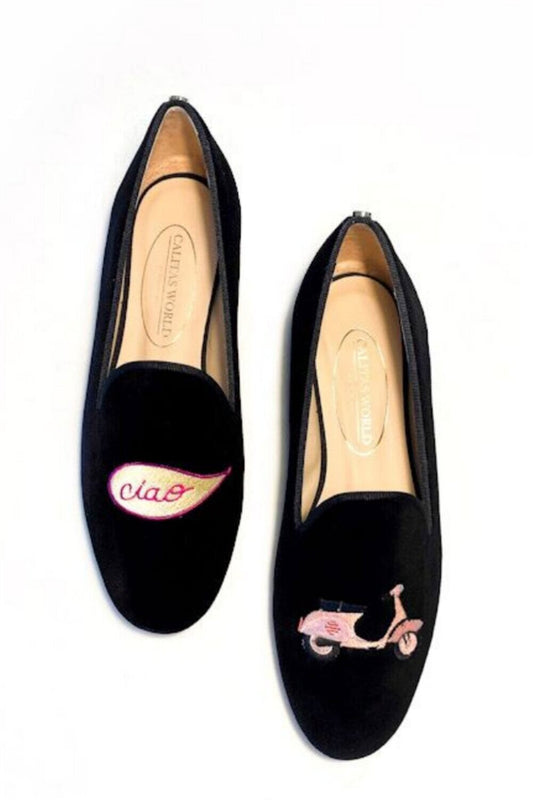 【Calitas world shoes】LOAFERS BLACK VELVET, VESPA CIAO 予約販売　1月下旬発送予定