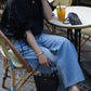 Aperitivo Linen Balloon Blouse Black ブラウス