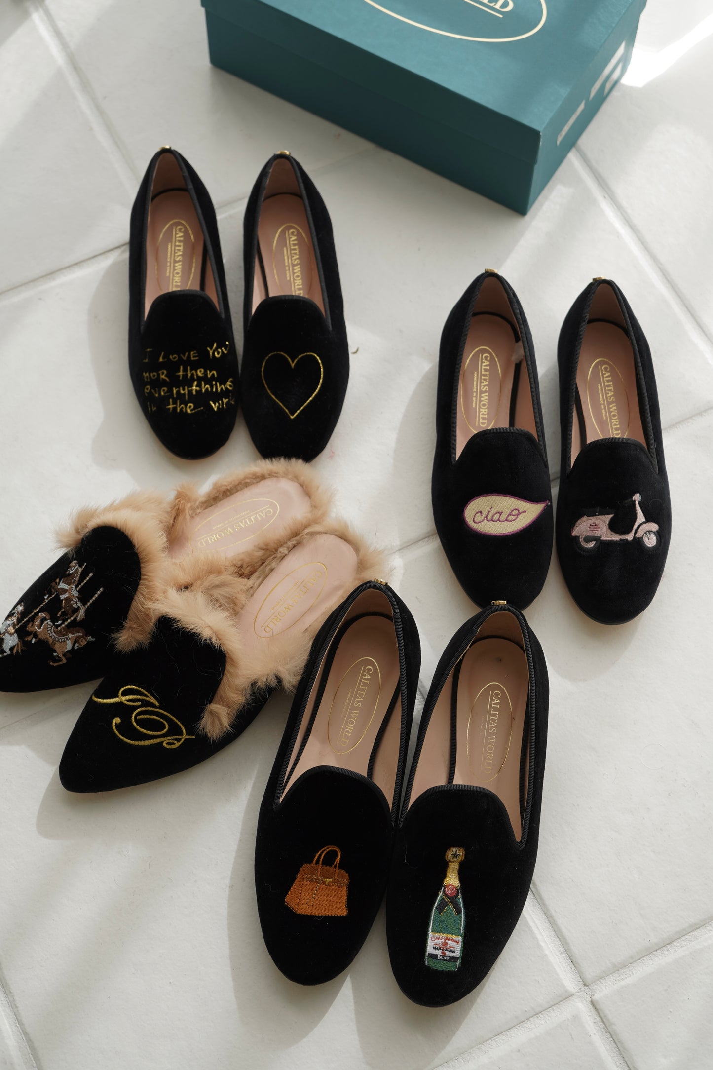 【Calitas world shoes】LOAFERS BLACK VELVET, CALITAS HANDWRITING  予約販売　1月下旬発送予定