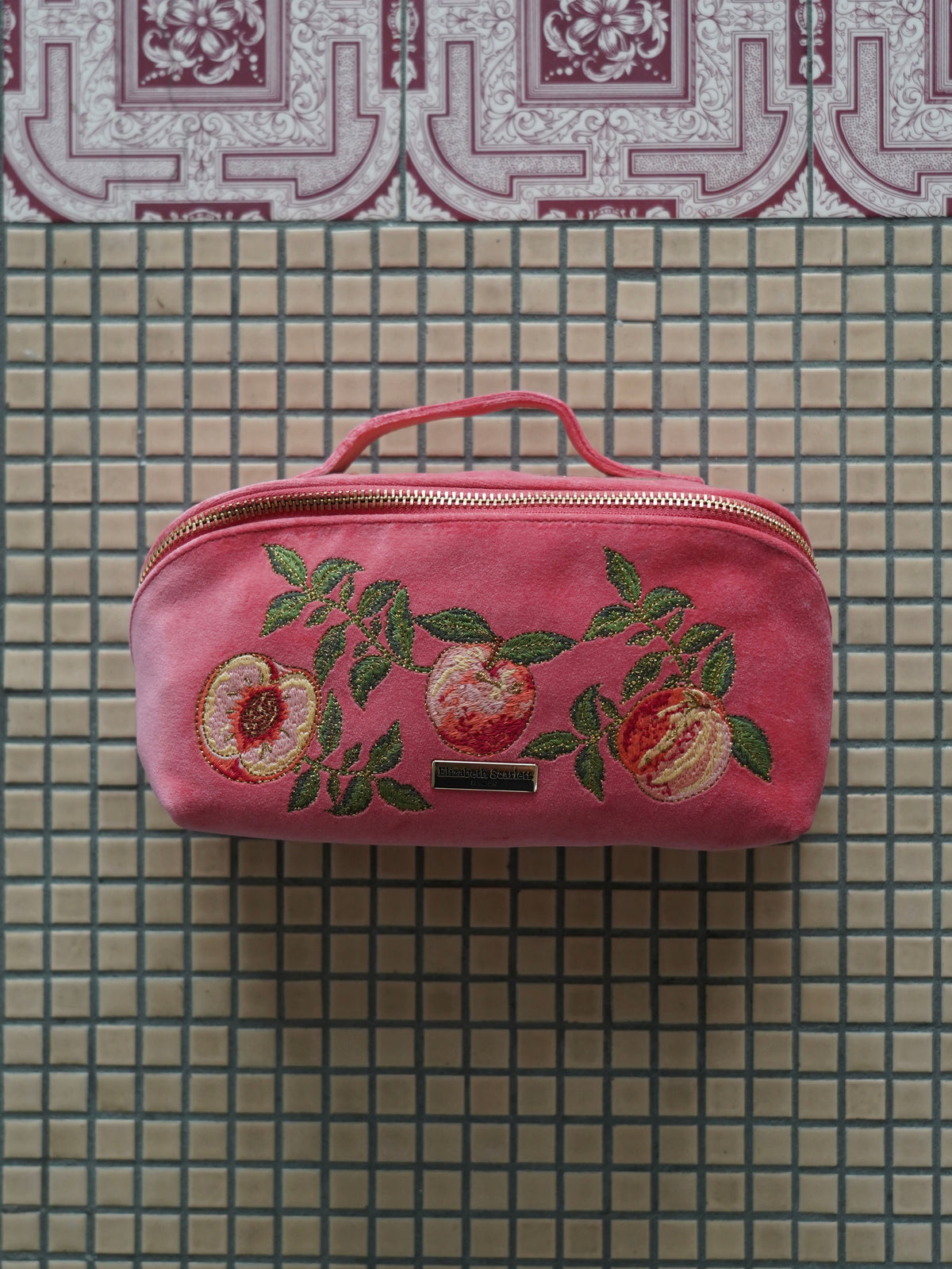 aLORS Select [Elizabeth Scarlett] Honey Bee Charcoal Velvet Open Flat Makeup Bag
