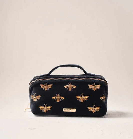 aLORS Select [Elizabeth Scarlett] Honey Bee Charcoal Velvet Open Flat Makeup Bag
