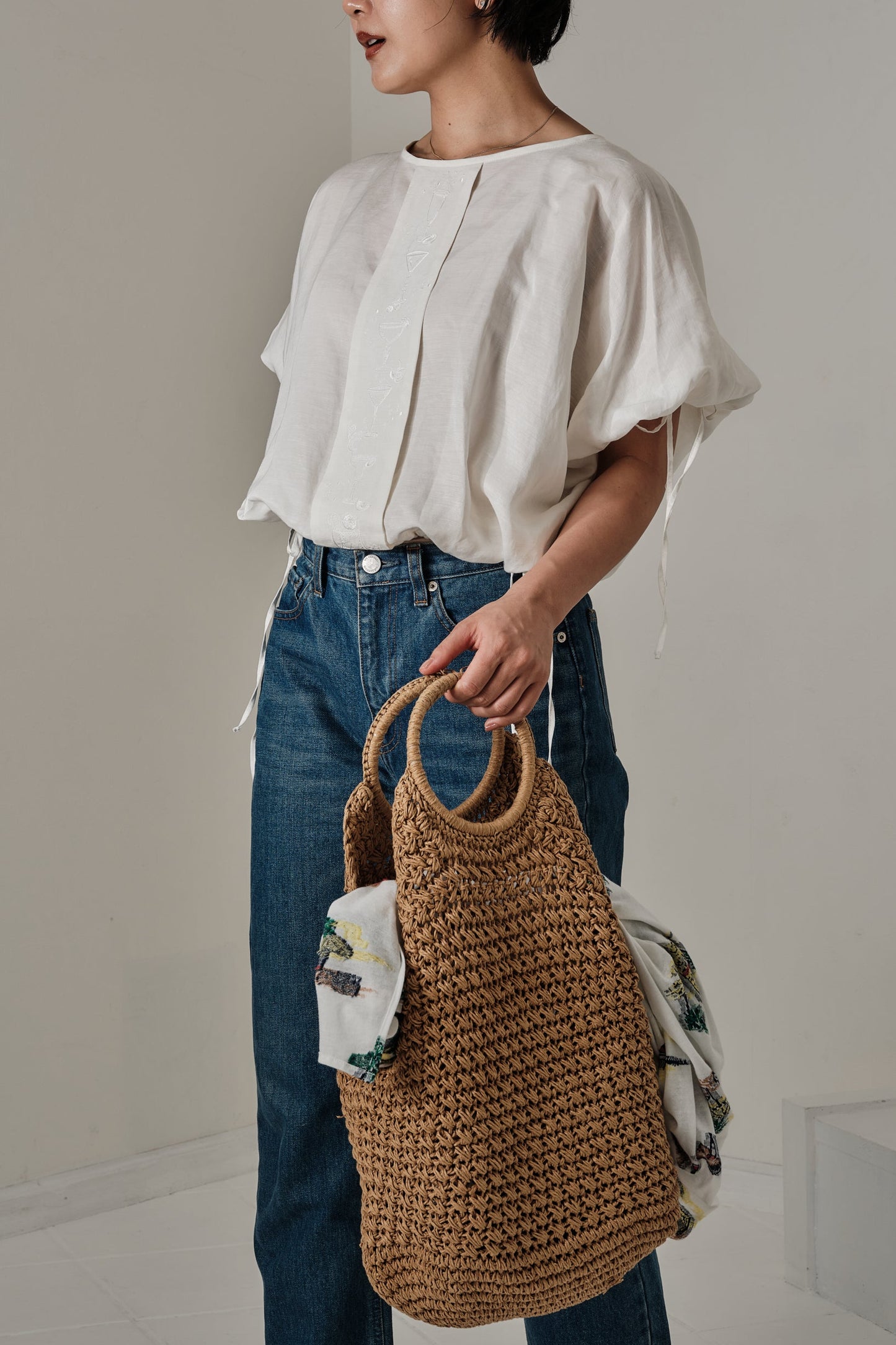 Aperitivo Linen Balloon Blouse White ブラウス
