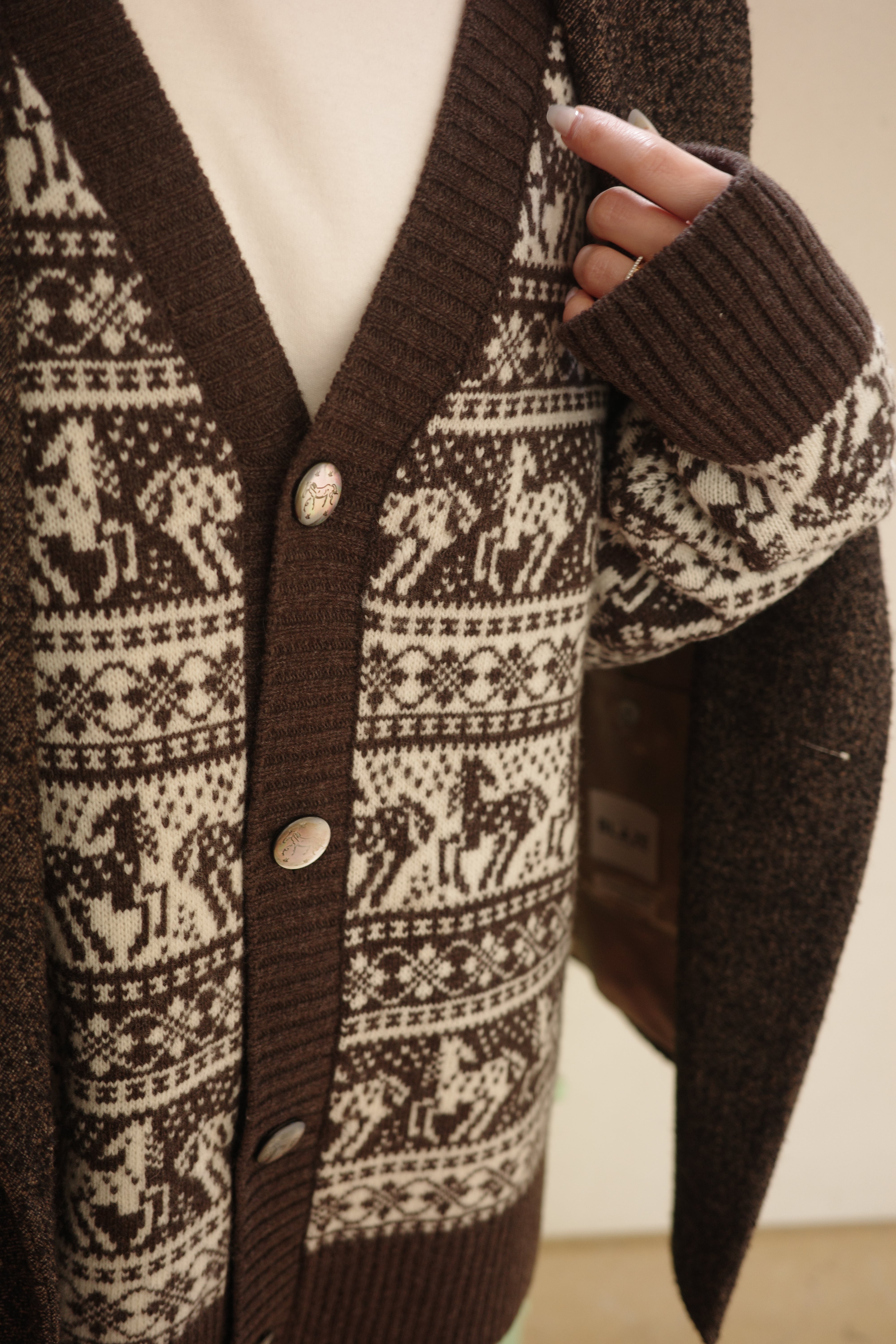 Cardigan jacquard équestre Freya – aLORS online store