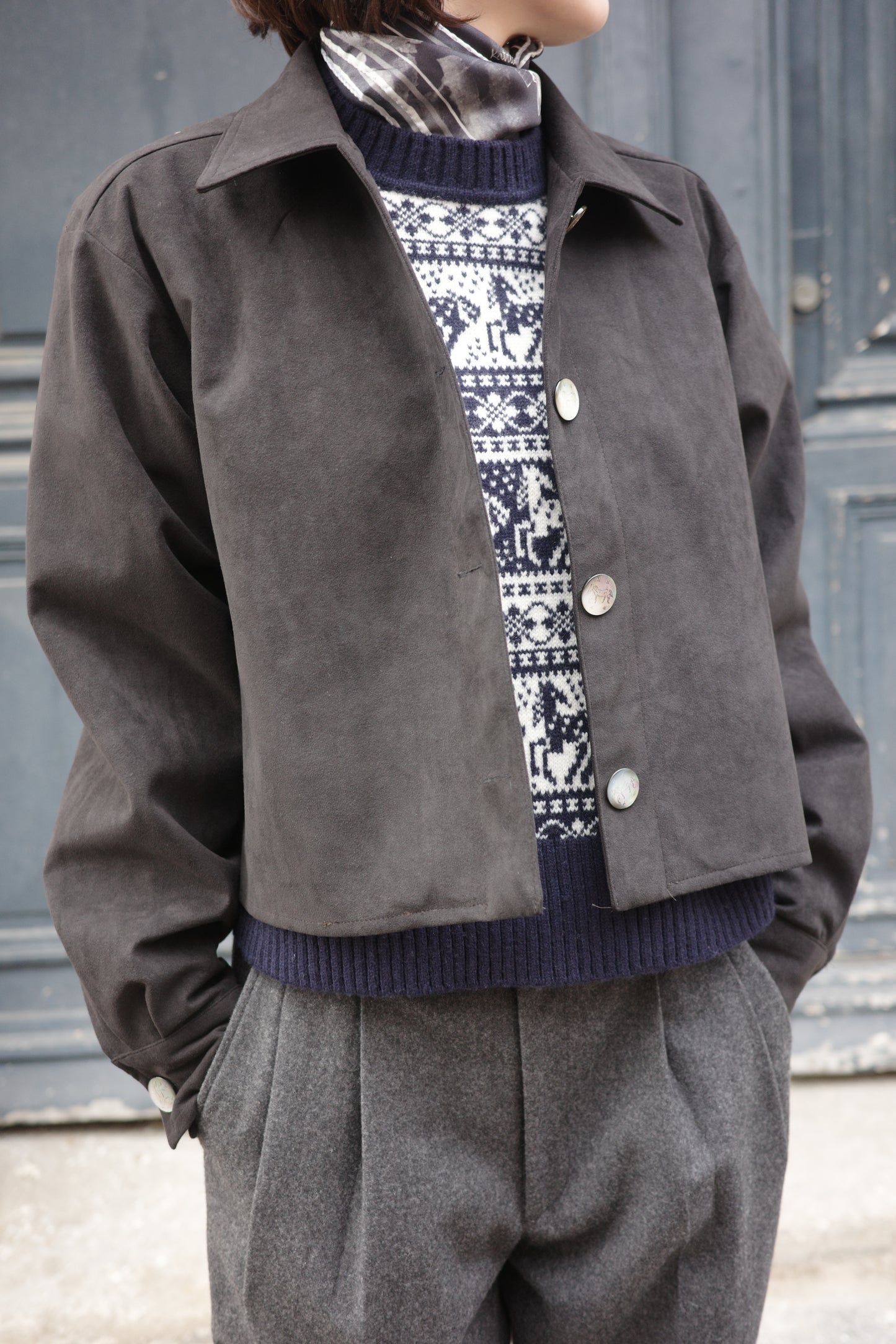 Veste courte en Alcantara Noir de Lune Artemis