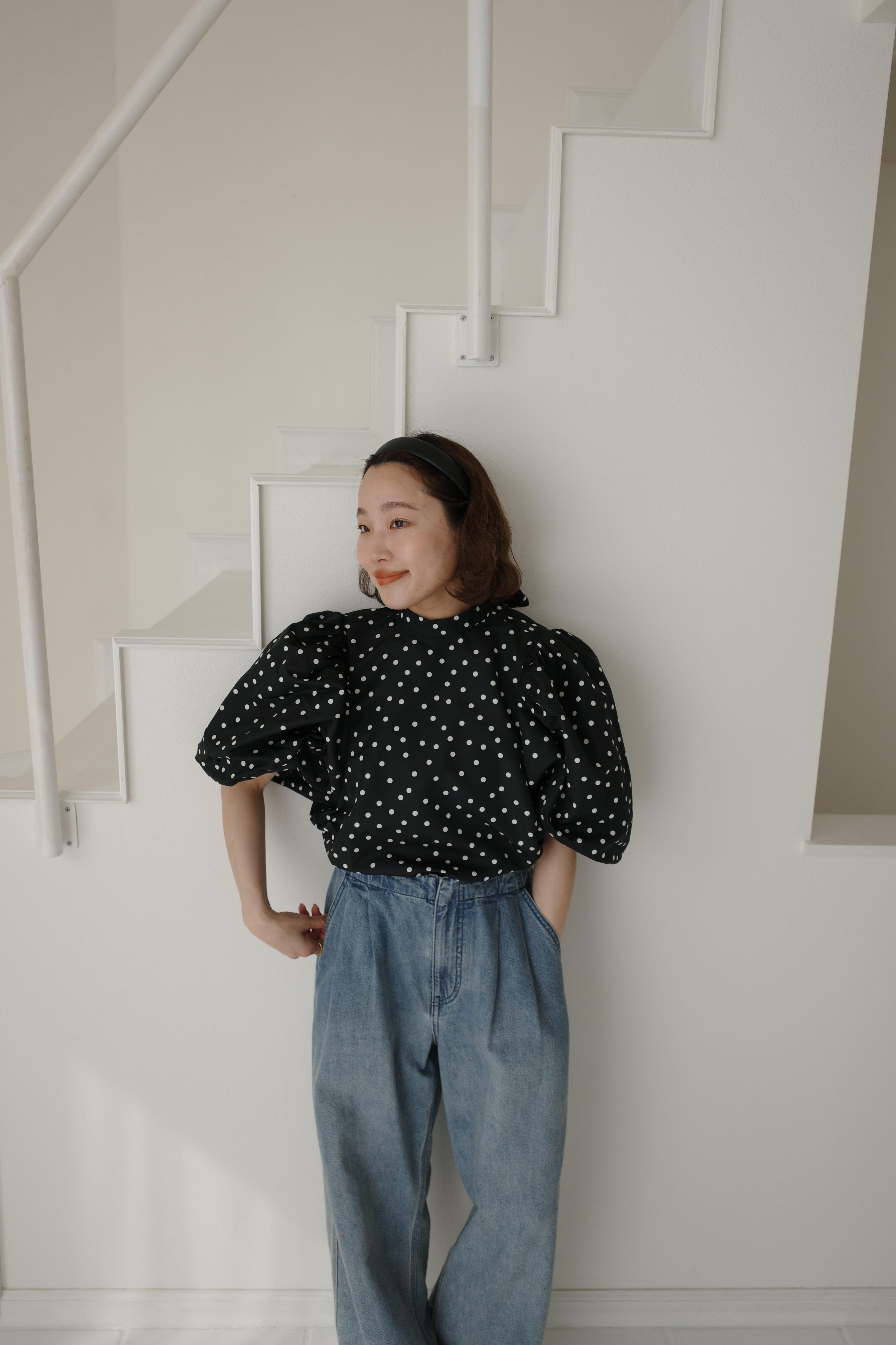 アロー パリ alors エヴァ EVA S-M ドット ブラウス Eva（エヴァ）Black – aLORS online store
