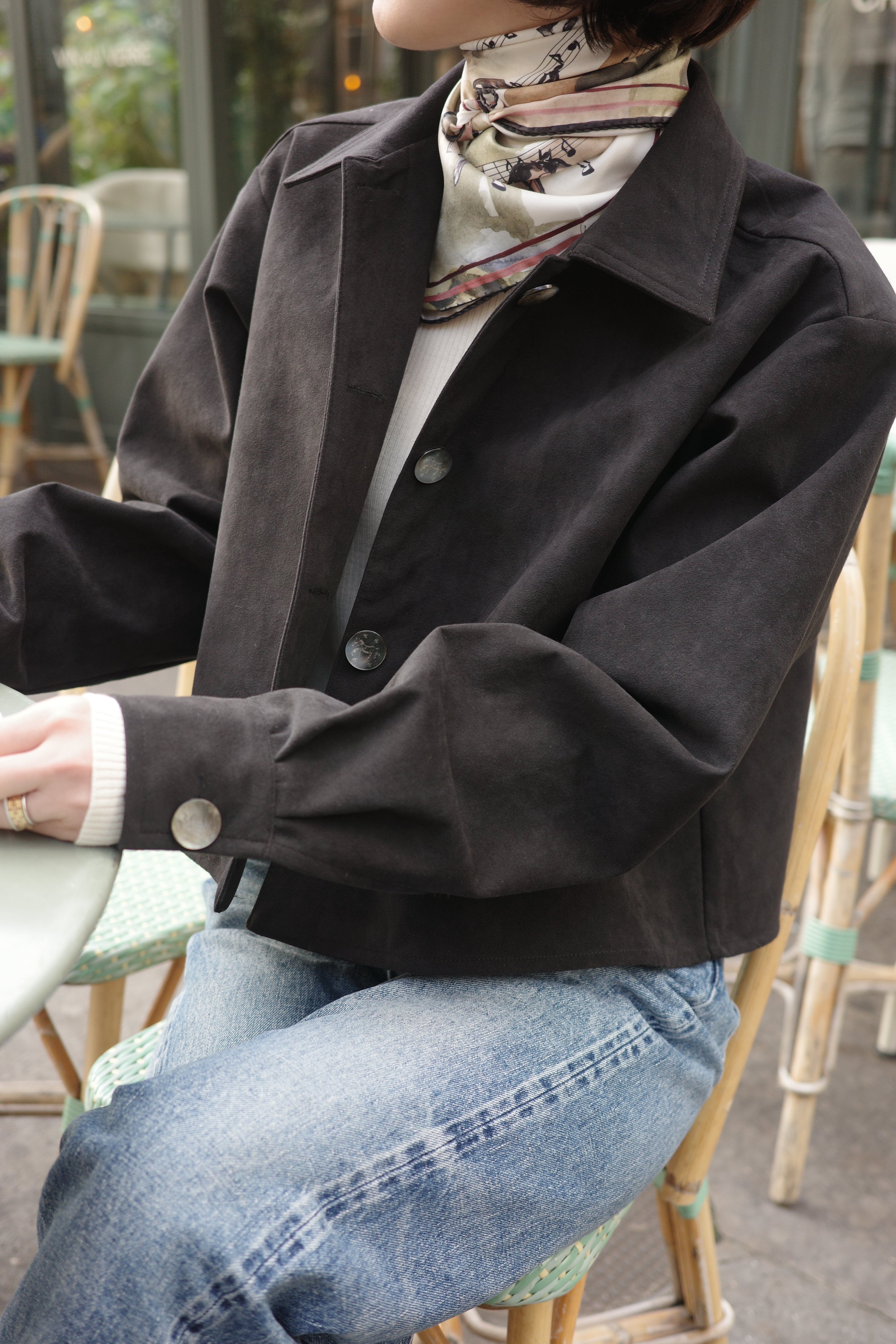aLORS paris Blouson【Gabi-ガビ-】DarkBrown 0 Blouson [GABI-Gabi-] Dark Charcoal Gray – aLORS online store