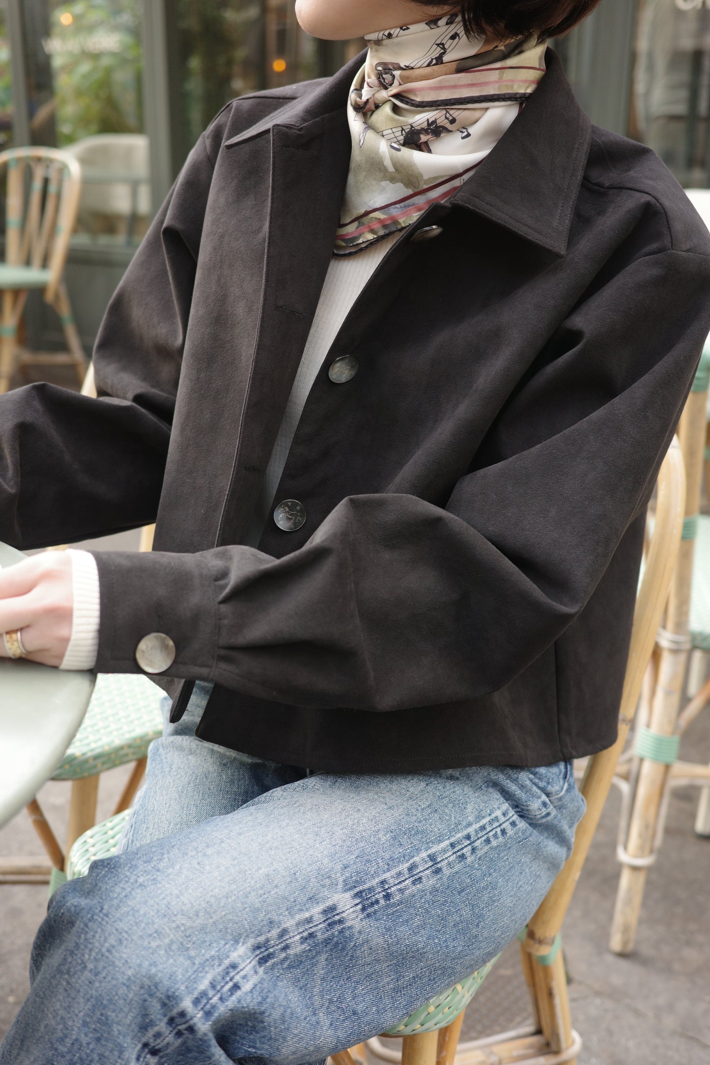 Veste courte en Alcantara Noir de Lune Artemis